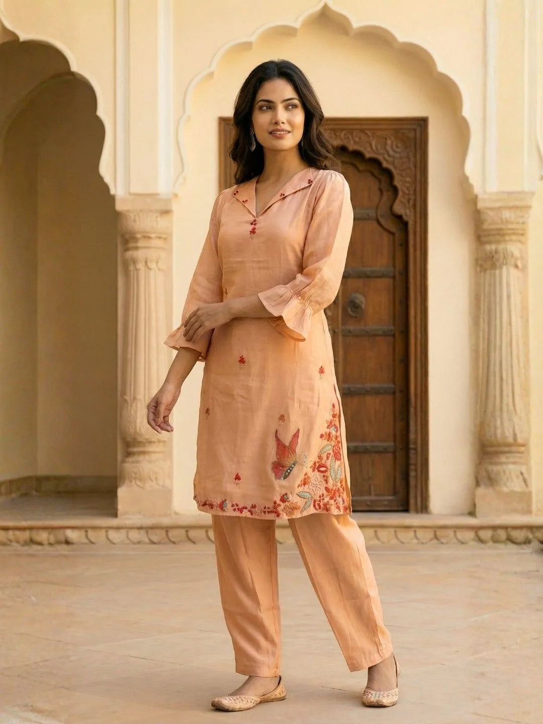 PEACH BLOSSOM GRACE KANTHA WORK CO-ORD SET