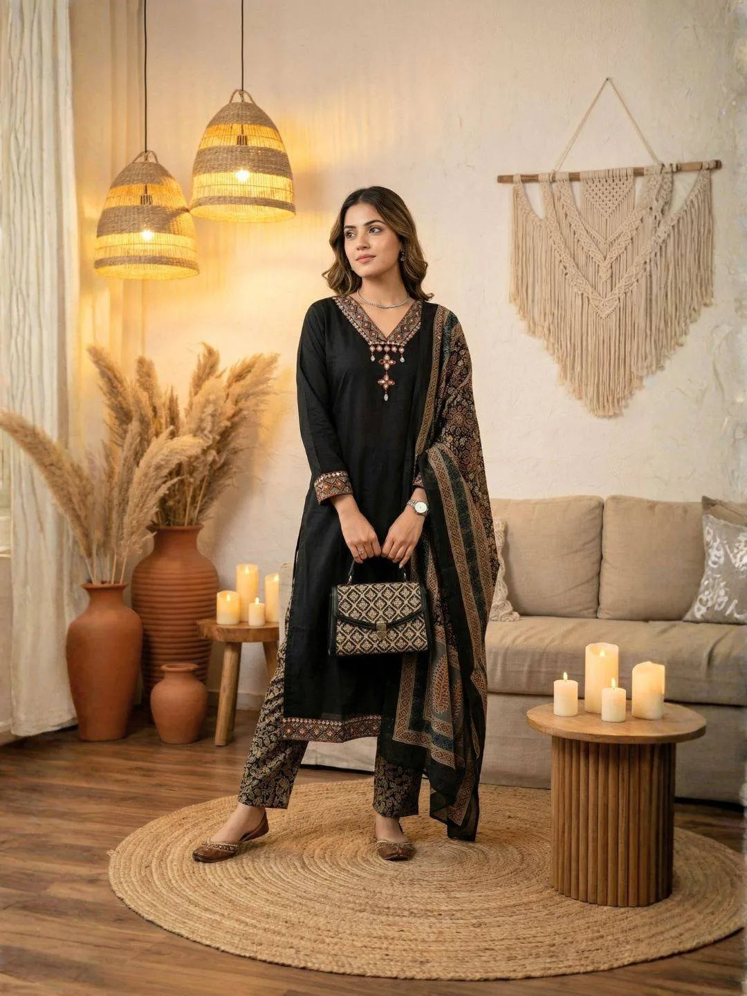 ROYAL BLACK EMBROIDERED SUIT SET