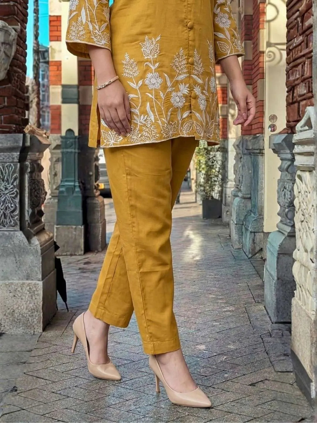 SUNLIT MUSTARD EMBROIDERED CO-ORD SET