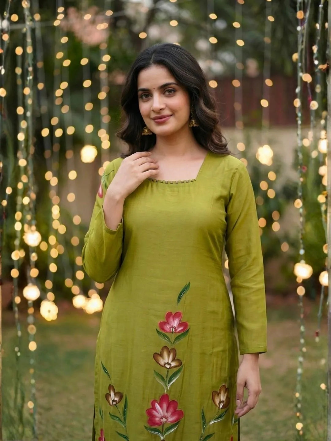 OLIVE BLOOM HANDPAINTED SUIT SET