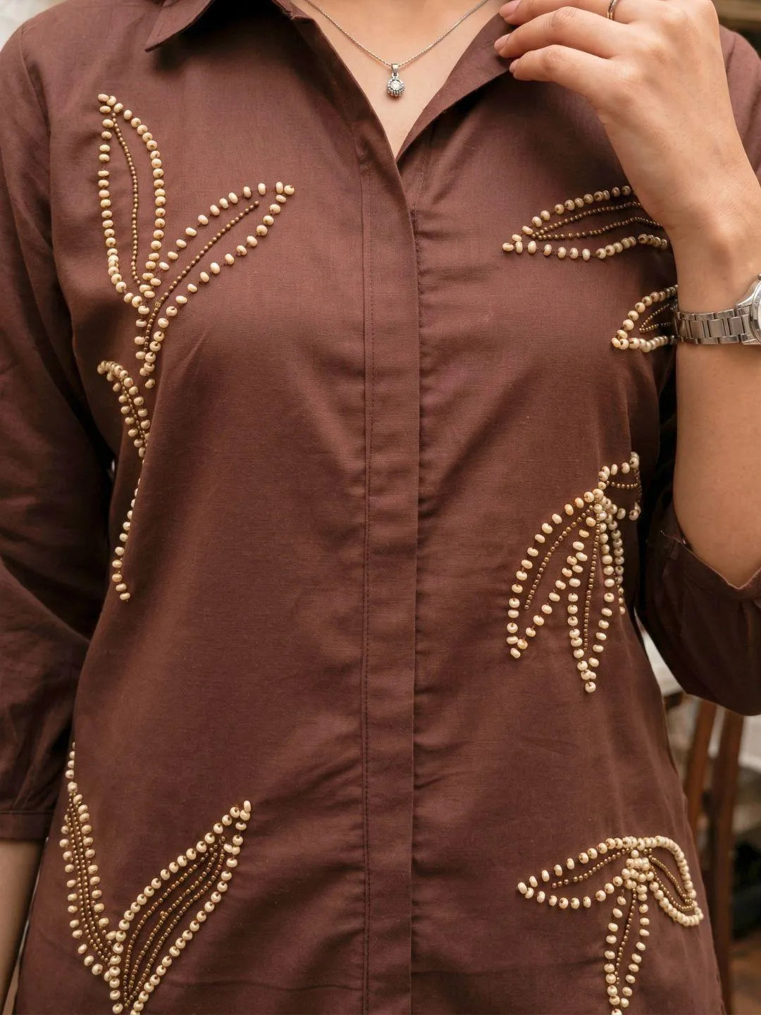 ROYAL MOCHA BEADED CO-ORD SET
