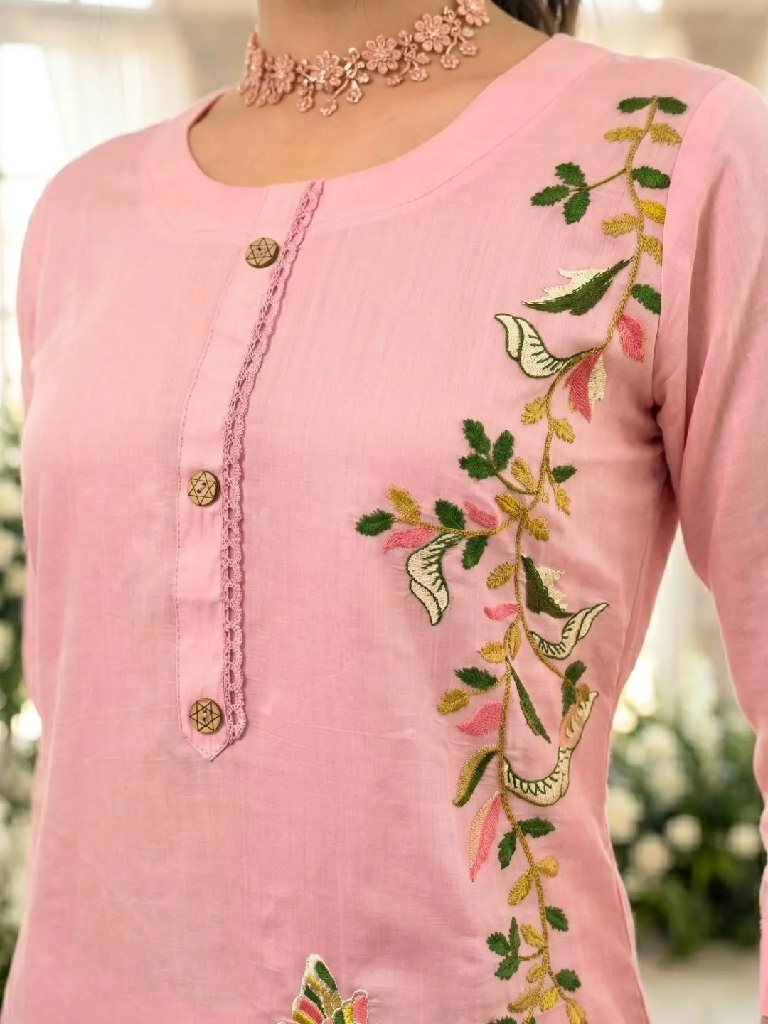 PINK EMBROIDERED CO-ORD SET