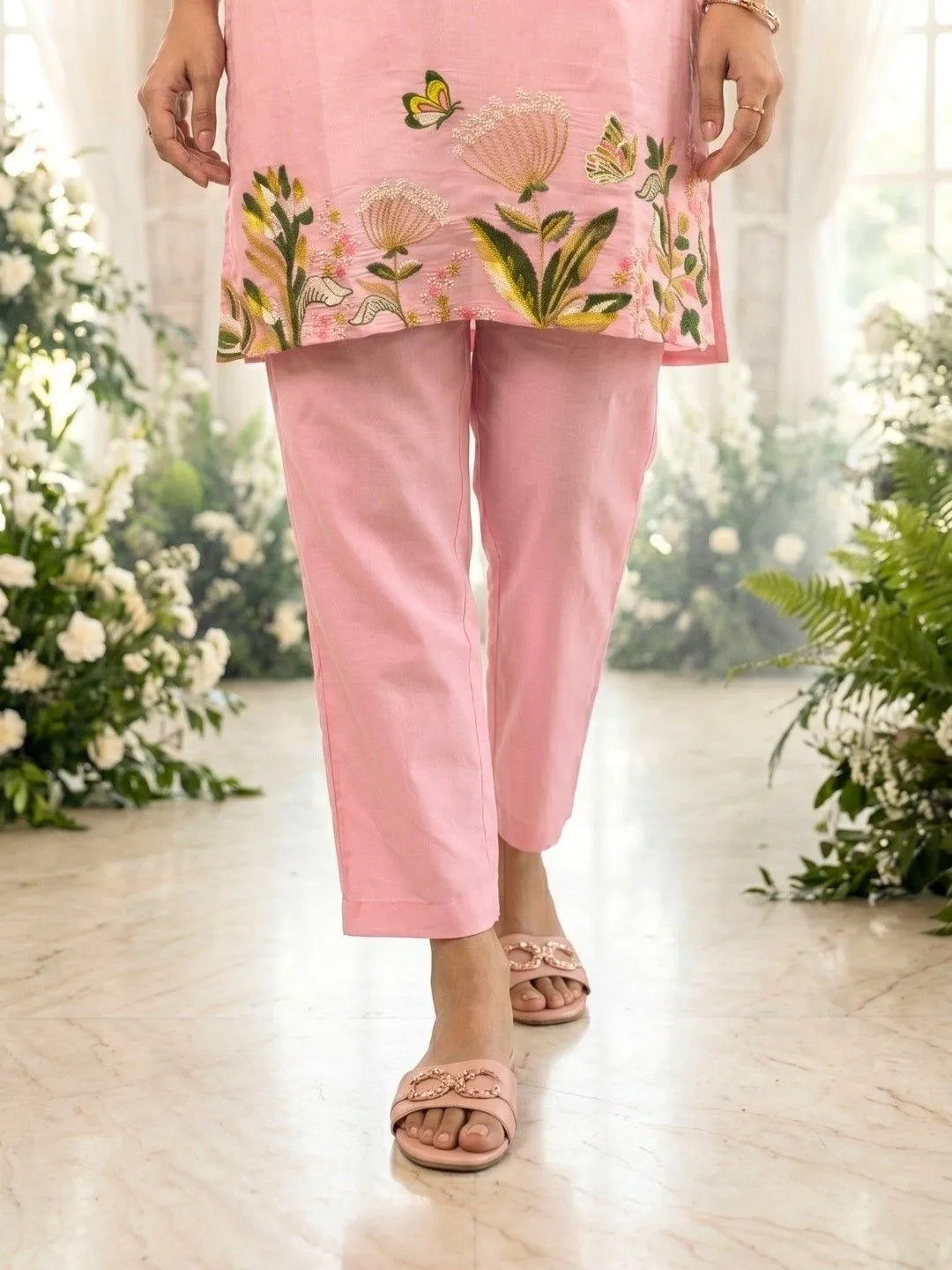 PINK EMBROIDERED CO-ORD SET