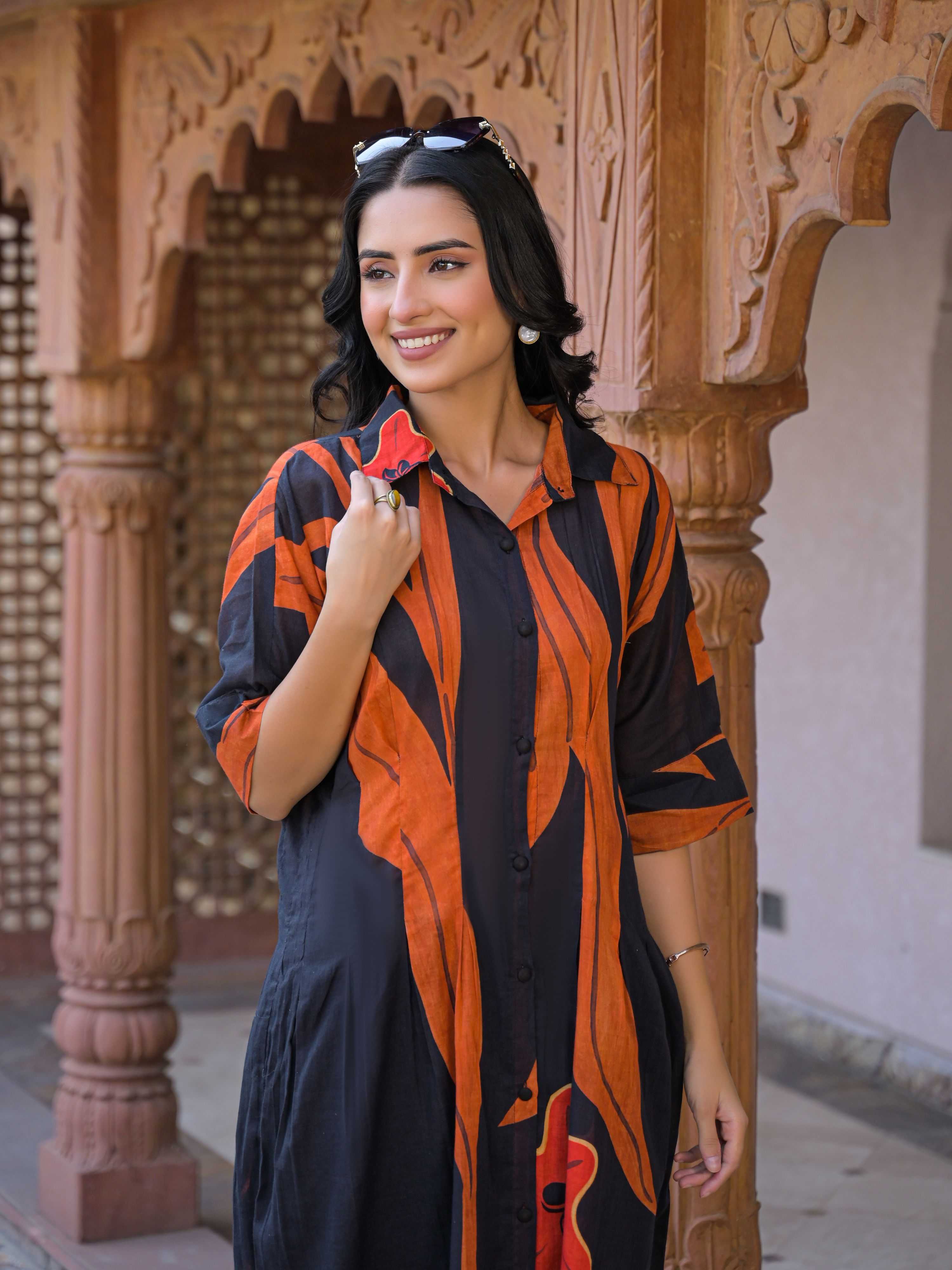 MIDNIGHT FLAME STATEMENT PURE MUL COTTON KURTA SET