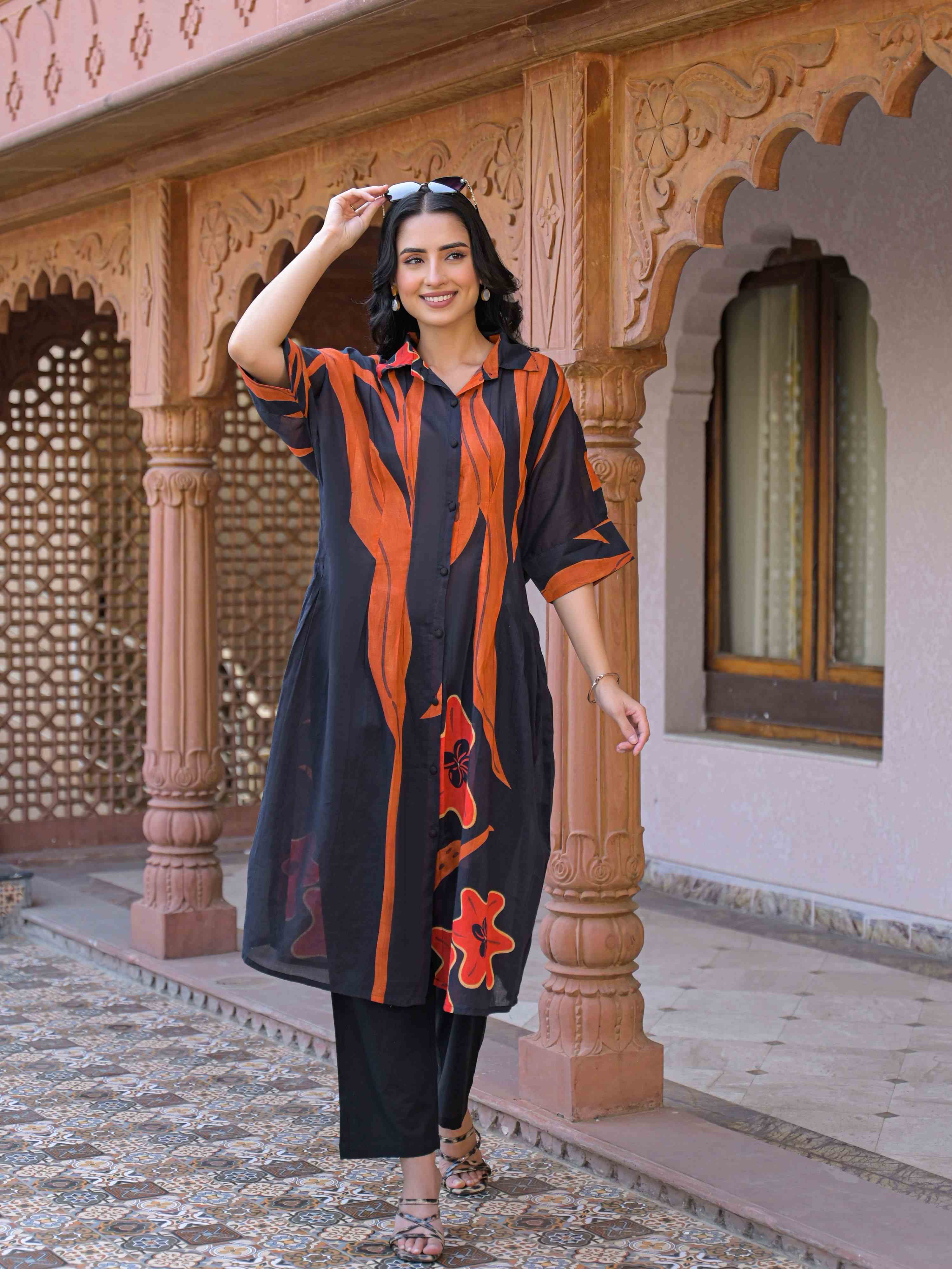 MIDNIGHT FLAME STATEMENT PURE MUL COTTON KURTA SET