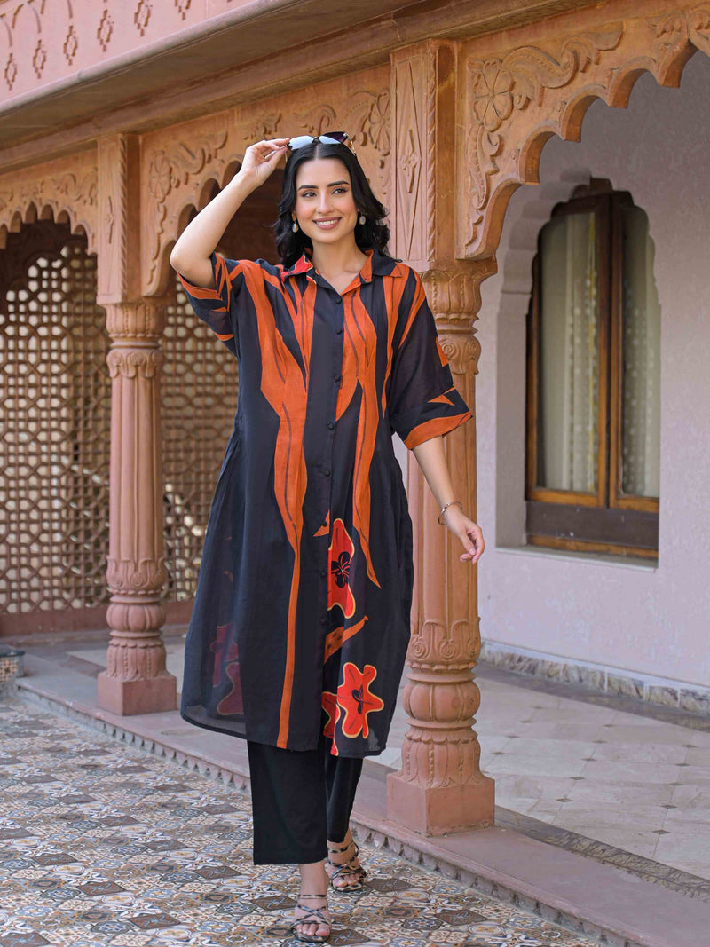 MIDNIGHT FLAME STATEMENT PURE MUL COTTON KURTA SET