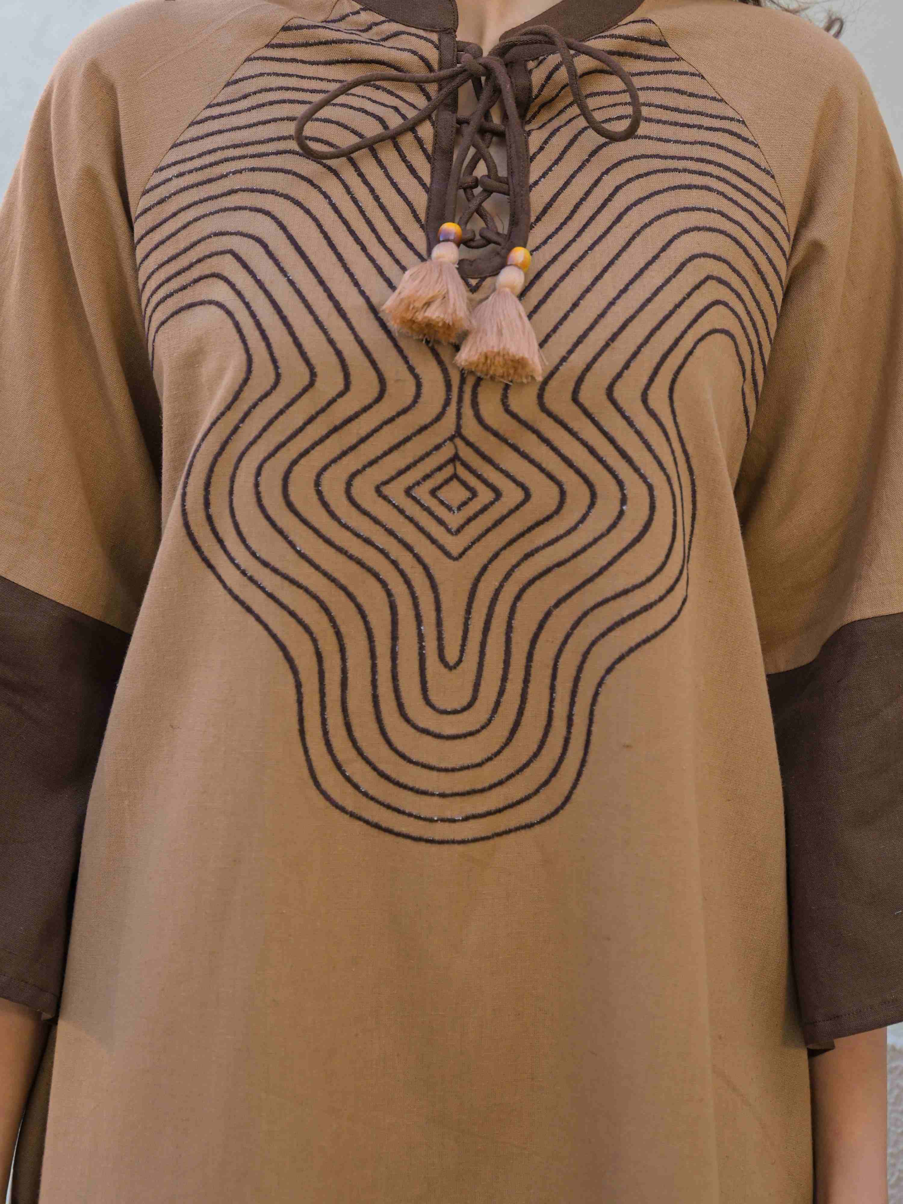 BOHO CHIC EMBROIDERED FLARE PURE FLEX COTTON LONG DRESS