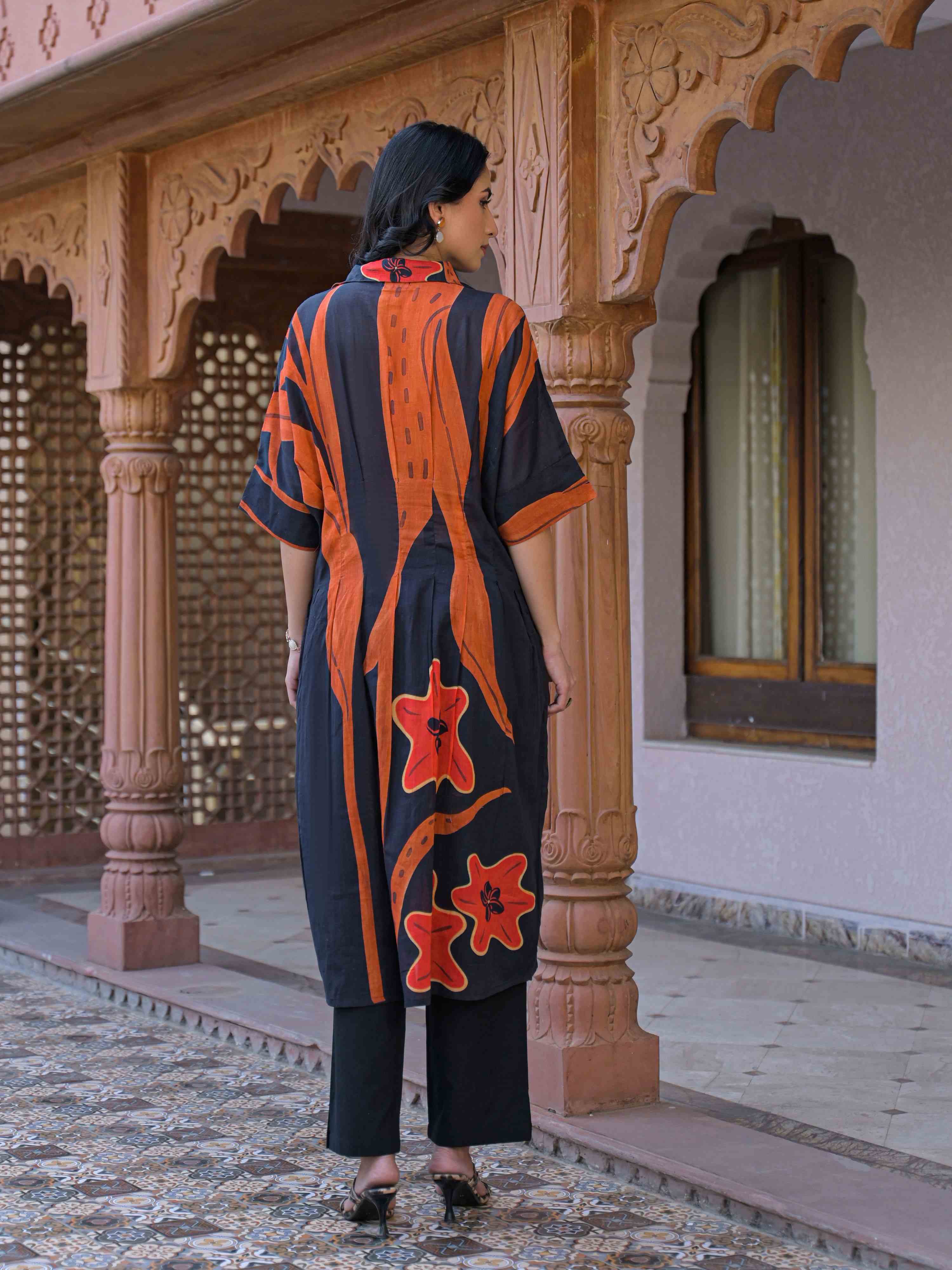 MIDNIGHT FLAME STATEMENT PURE MUL COTTON KURTA SET