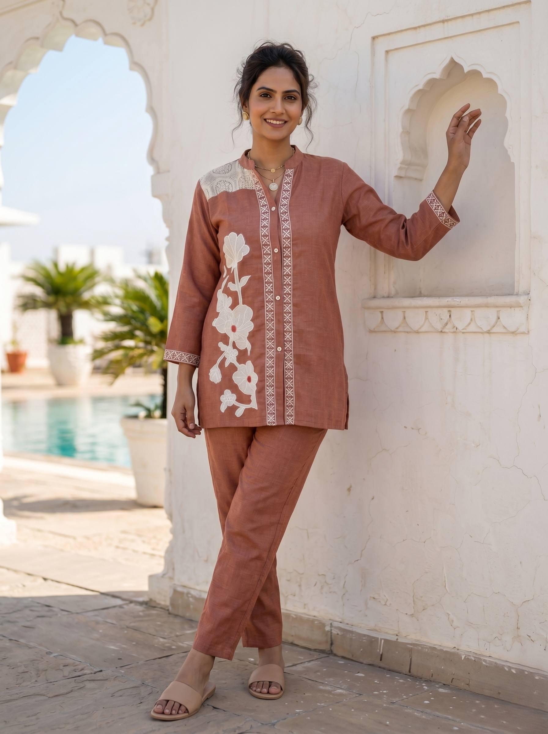 RUST BLOSSOM THREADWORK CO-ORD SET