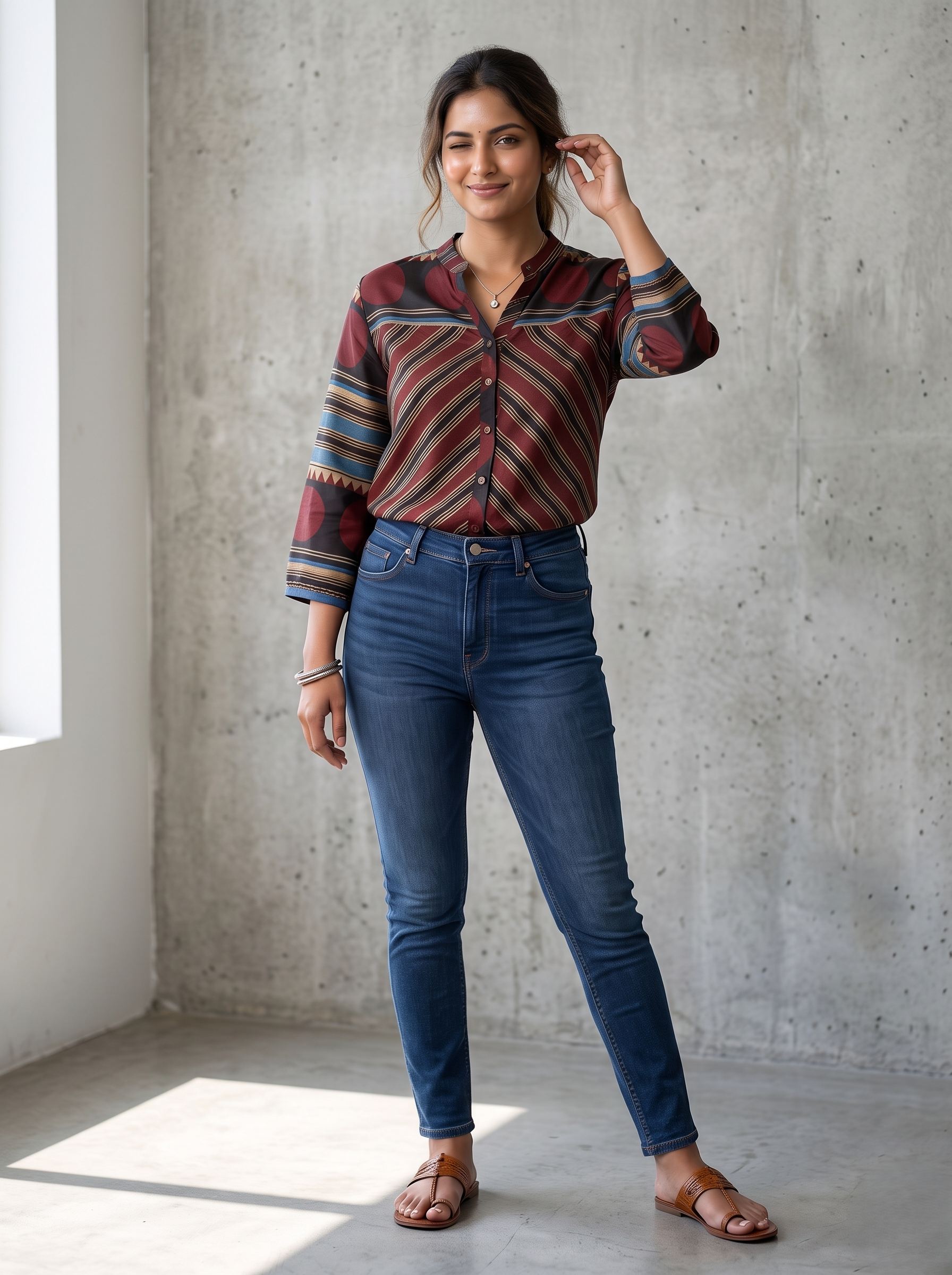 AJRAKH CHARM PRINTED PURE CREPE SHIRT