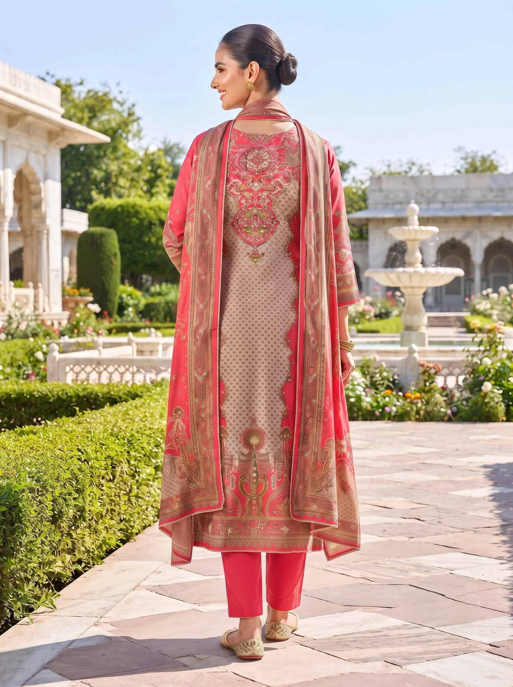 GULBAHAR PURE CREPE THREE PCS SUIT WITH DUPATTA