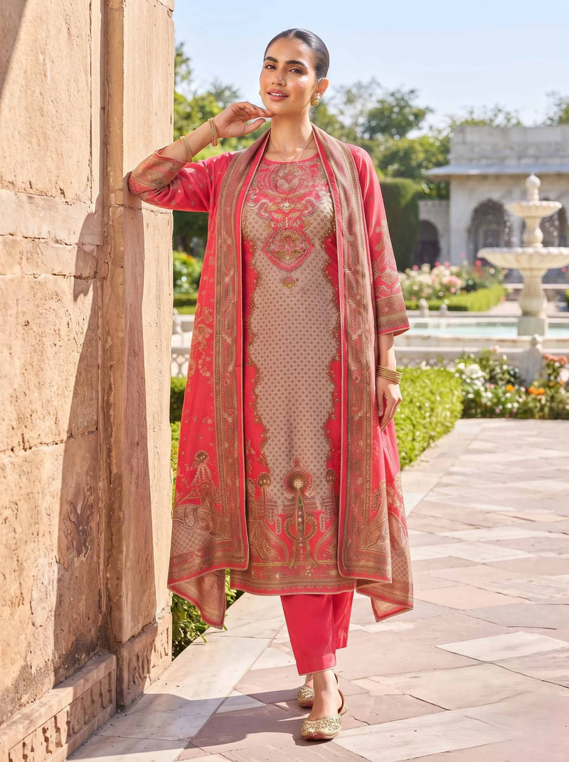 GULBAHAR PURE CREPE THREE PCS SUIT WITH DUPATTA