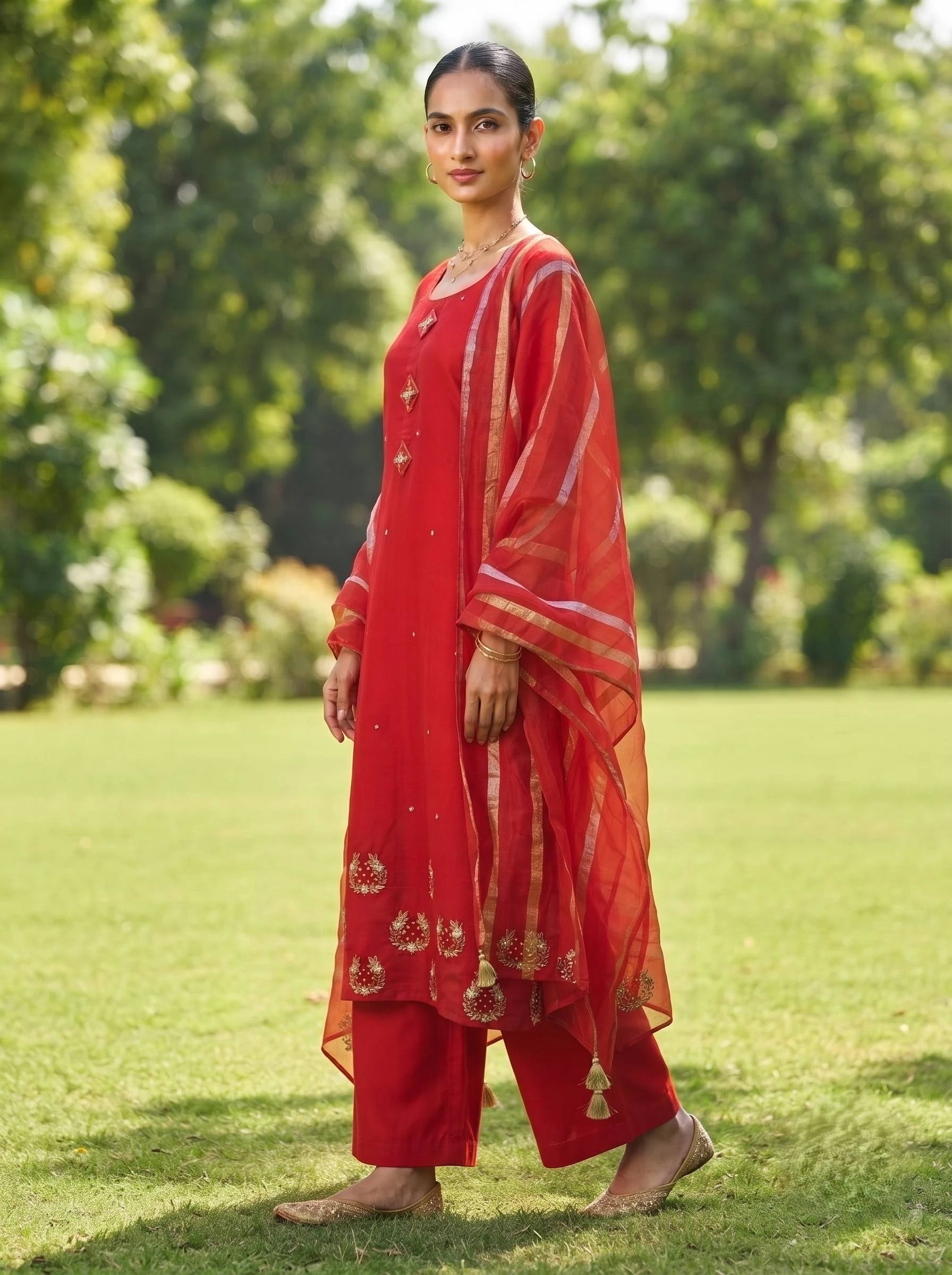 ALISHA RED A-LINE SUIT SET
