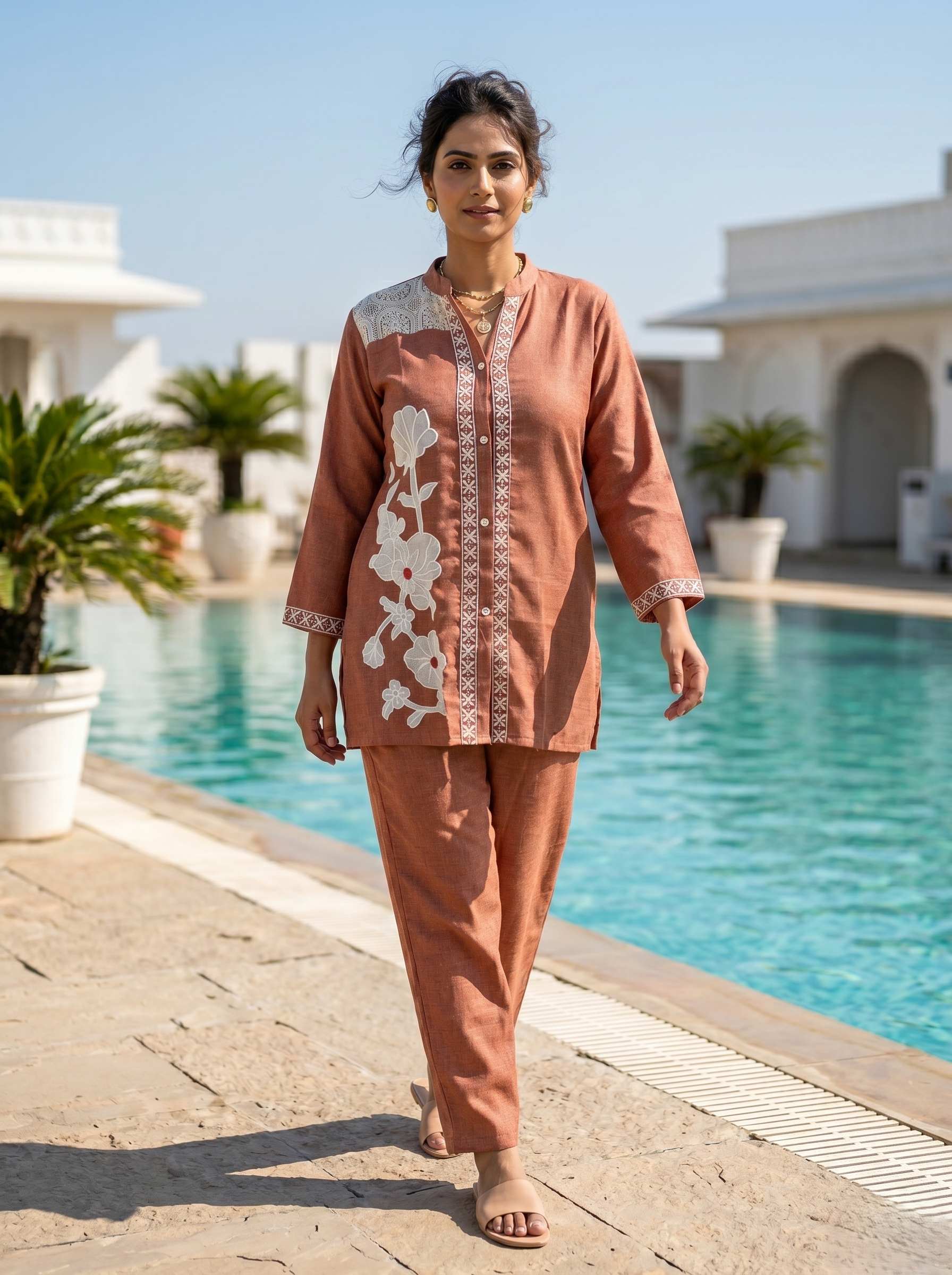 RUST BLOSSOM THREADWORK CO-ORD SET