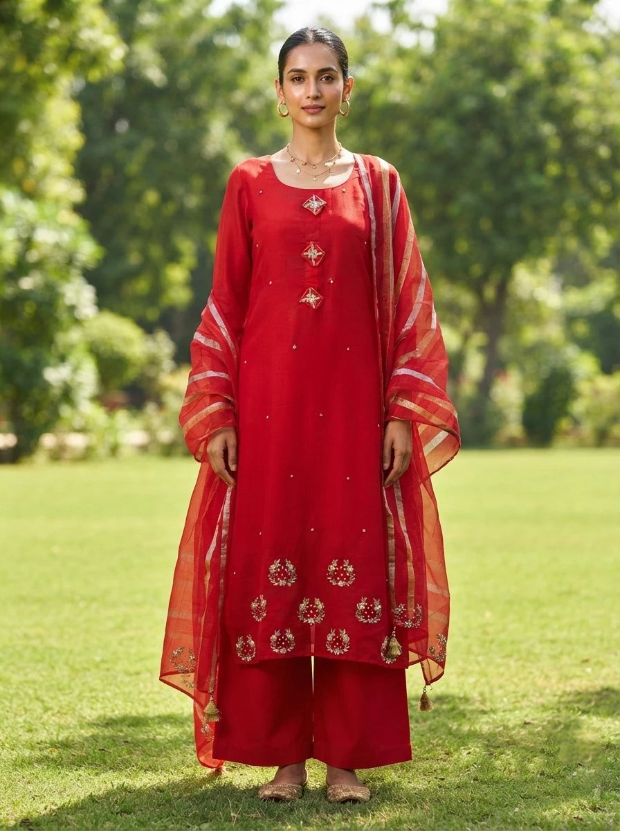 ALISHA RED A-LINE SUIT SET