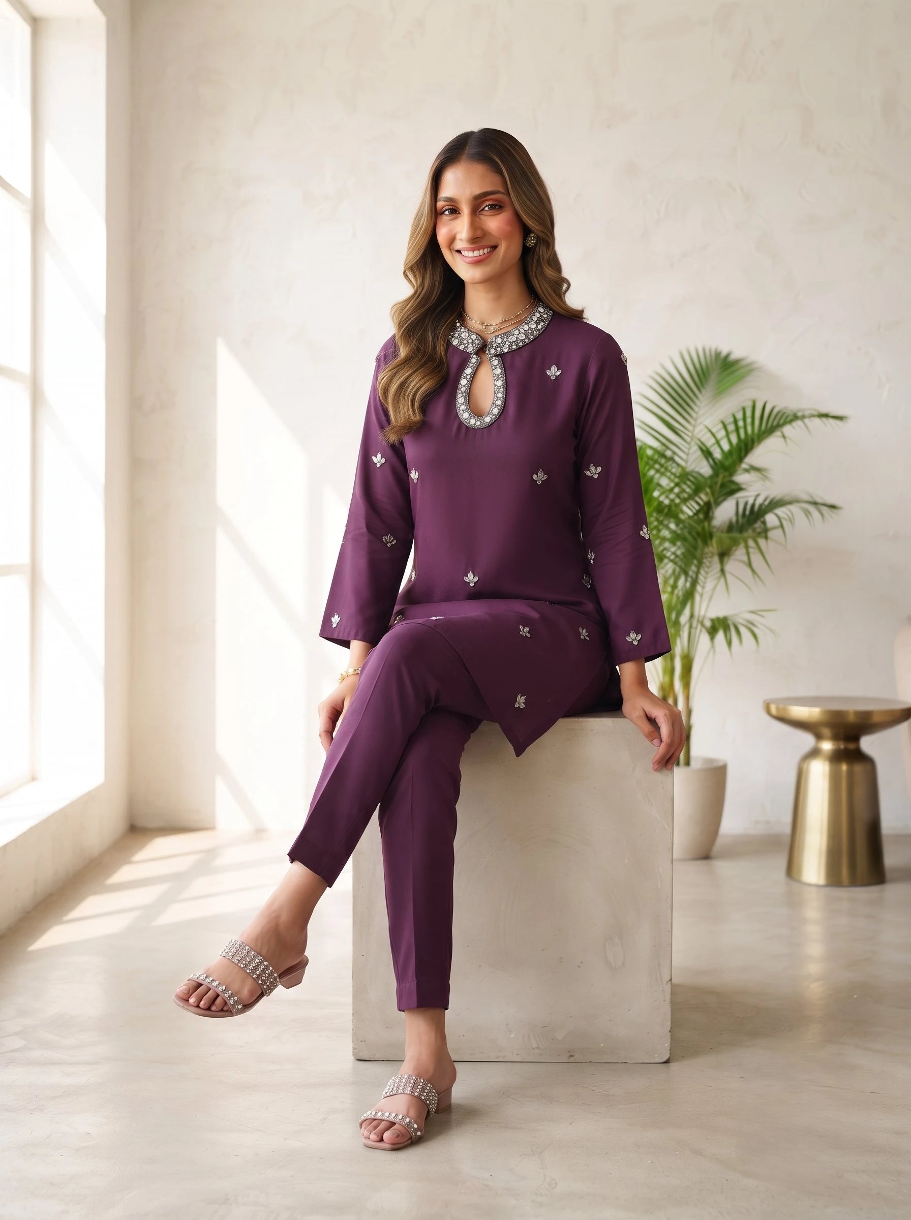 AAYSHA HANDWORK PURE SILK CO-ORD SET