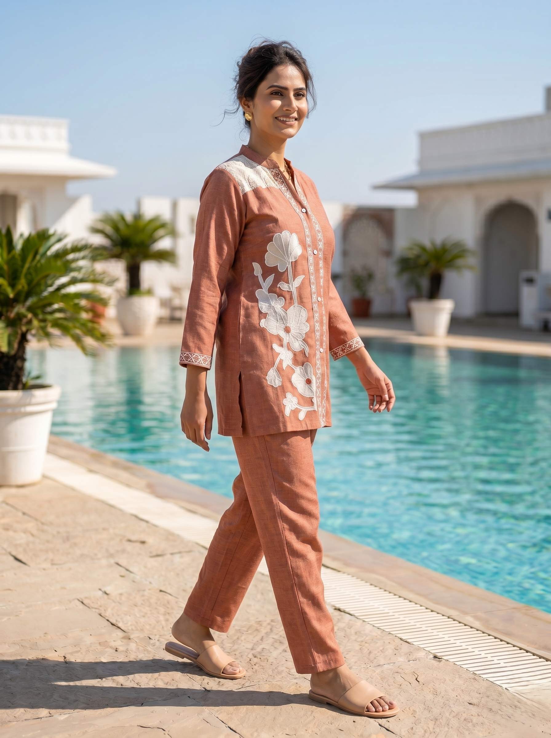 RUST BLOSSOM THREADWORK CO-ORD SET