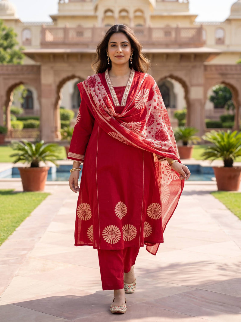 ROYAL RUBY HANDWORK PURE COTTON SUIT WITH DUPATTA