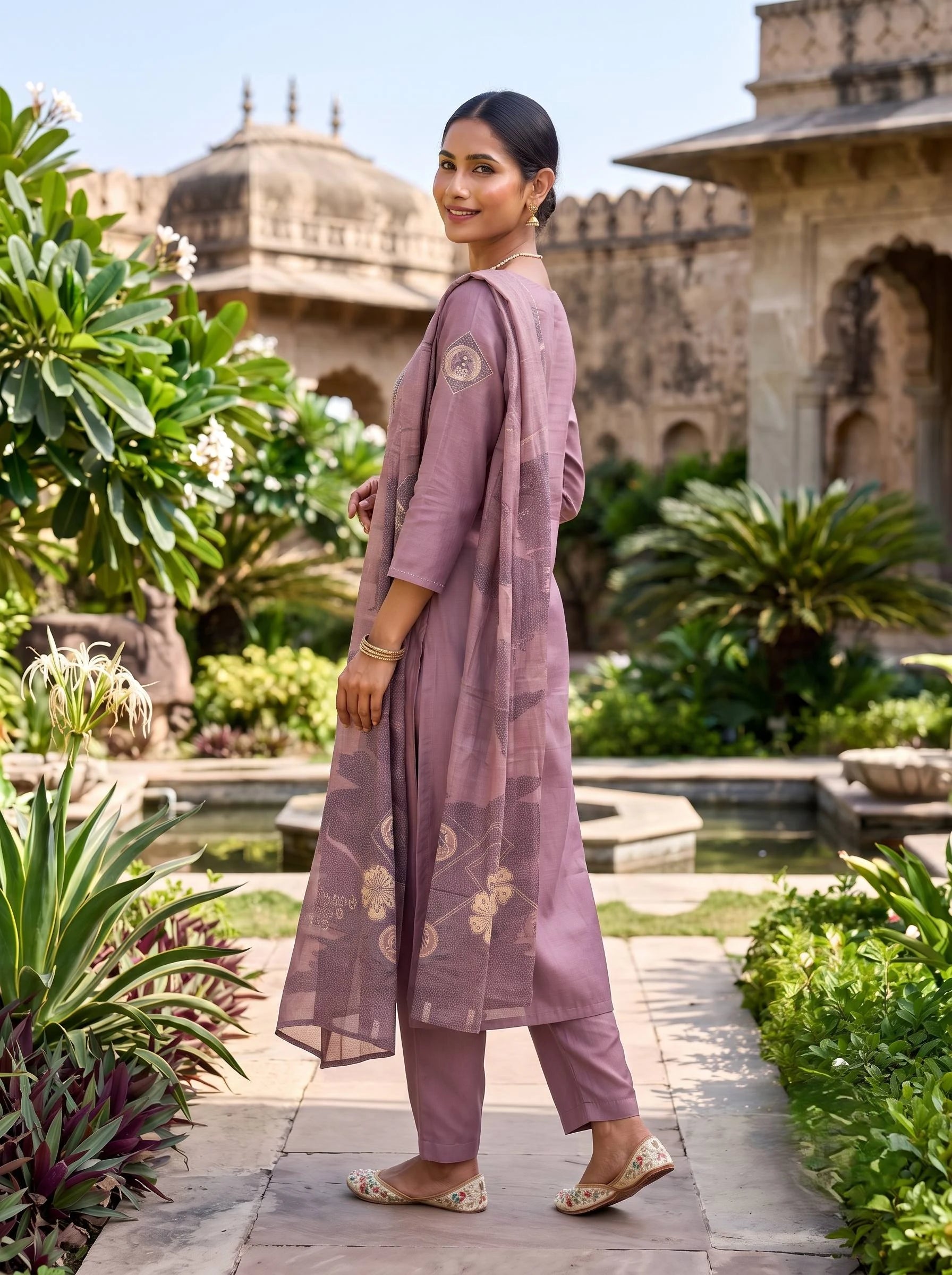 LAVYA LAVENDER EMBROIDERED SUIT SET