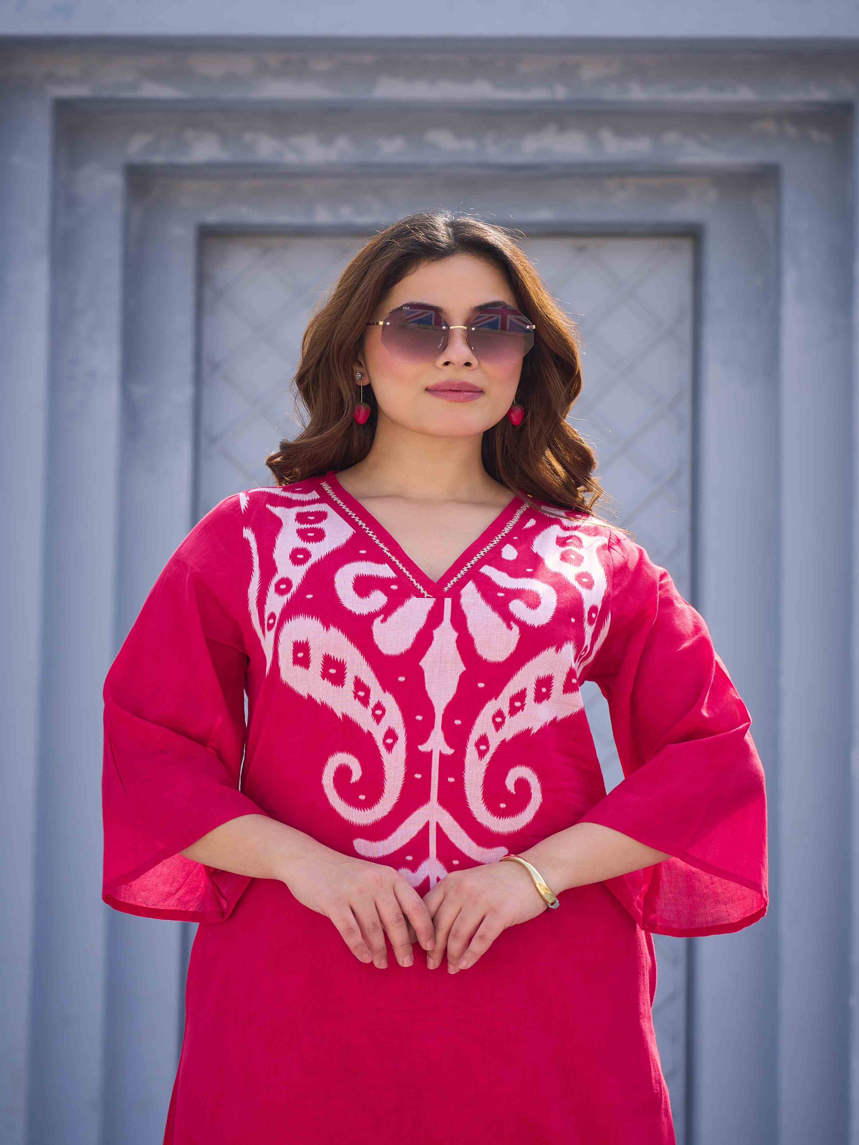 ROYAL RUBY EMBROIDERED KURTA SET