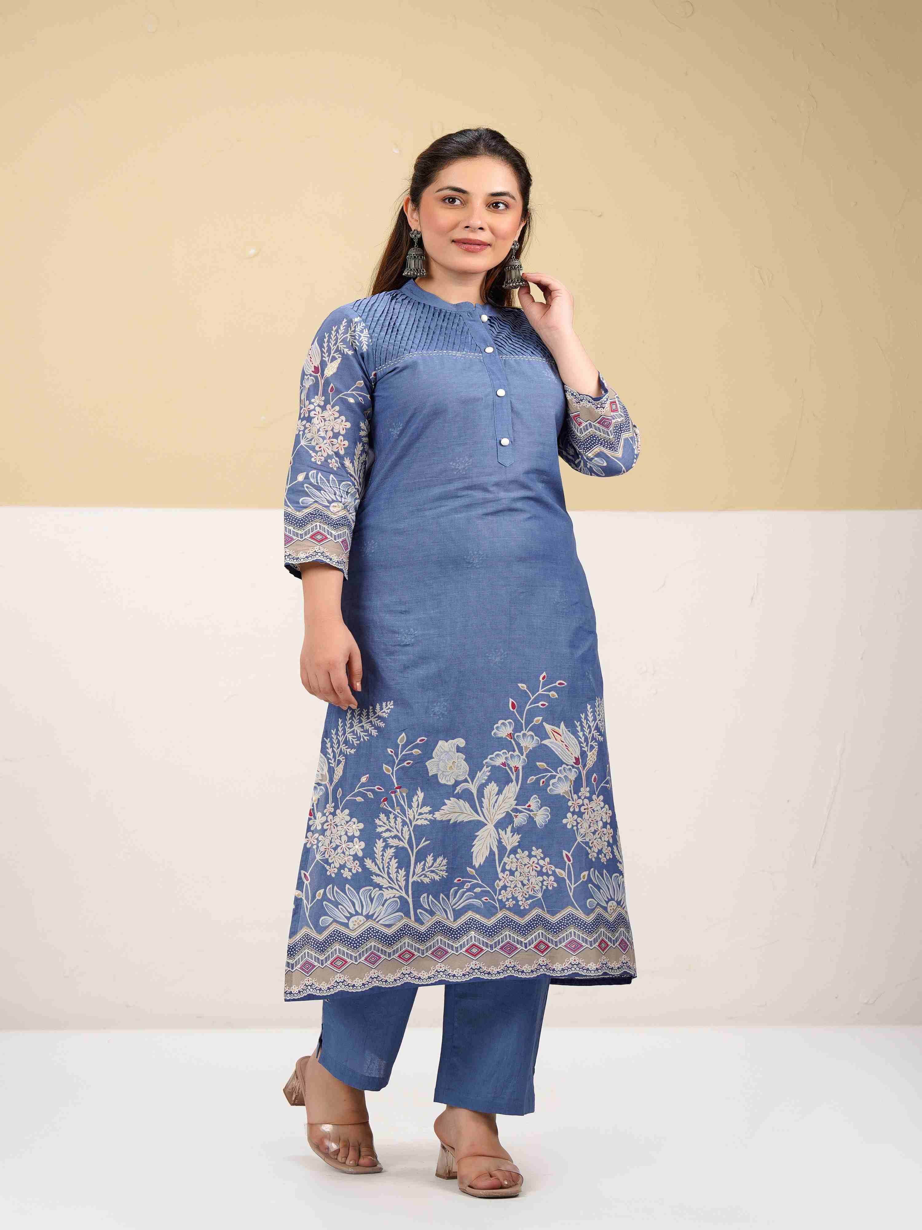 CHIC INDIGO BLUE PINTUCK KURTA SET