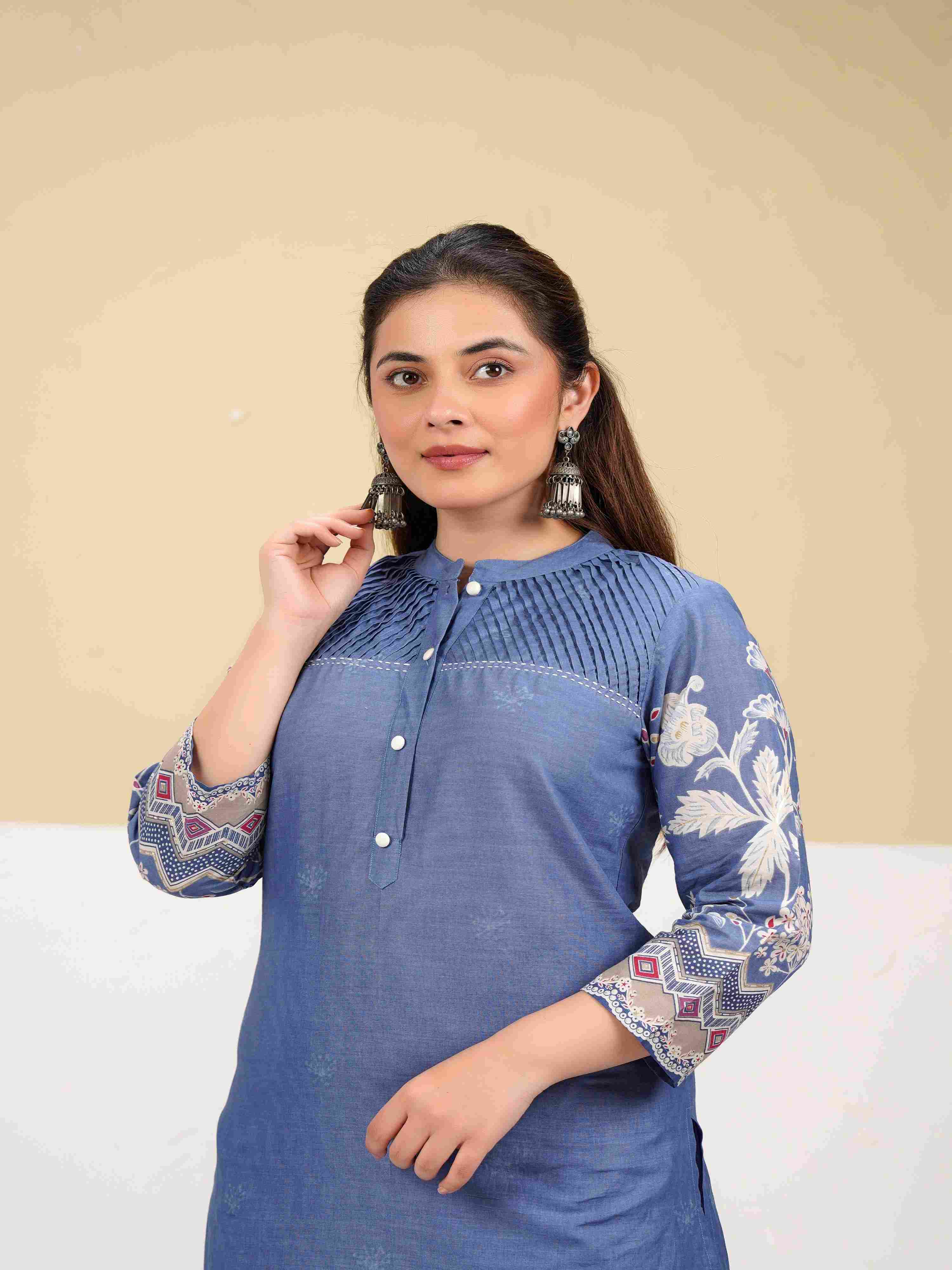 CHIC INDIGO BLUE PINTUCK KURTA SET