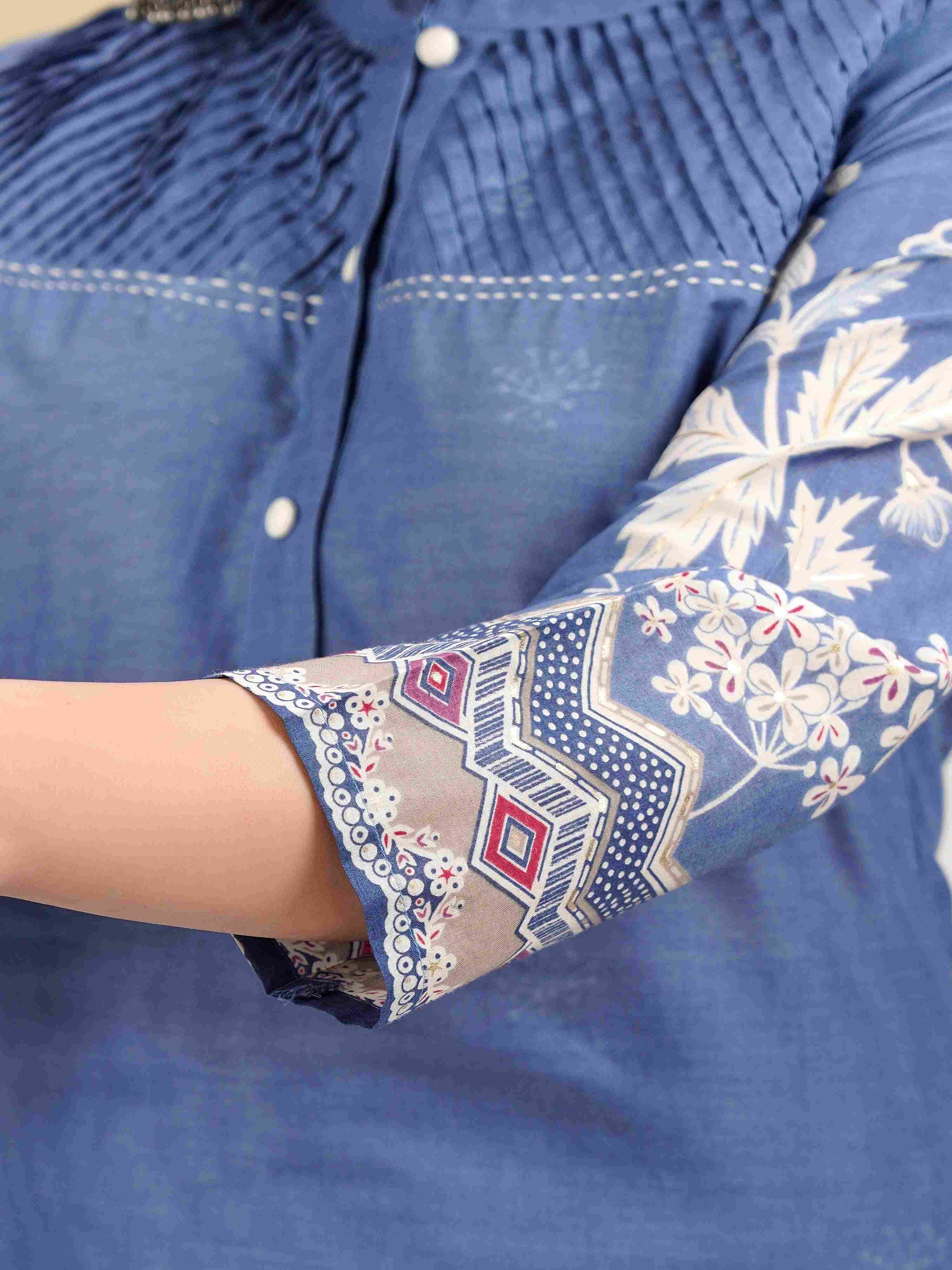 CHIC INDIGO BLUE PINTUCK KURTA SET