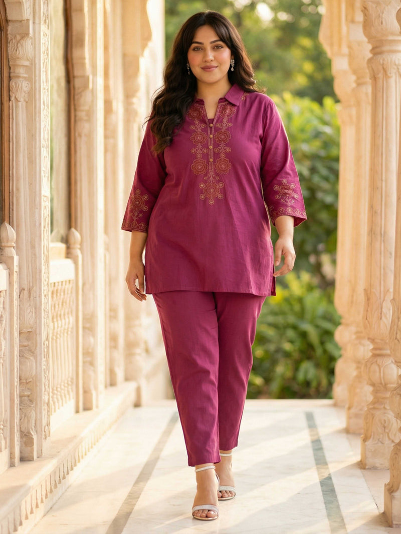 ROYAL VIOLET BLOOM FLEX COTTON CO-ORD SET