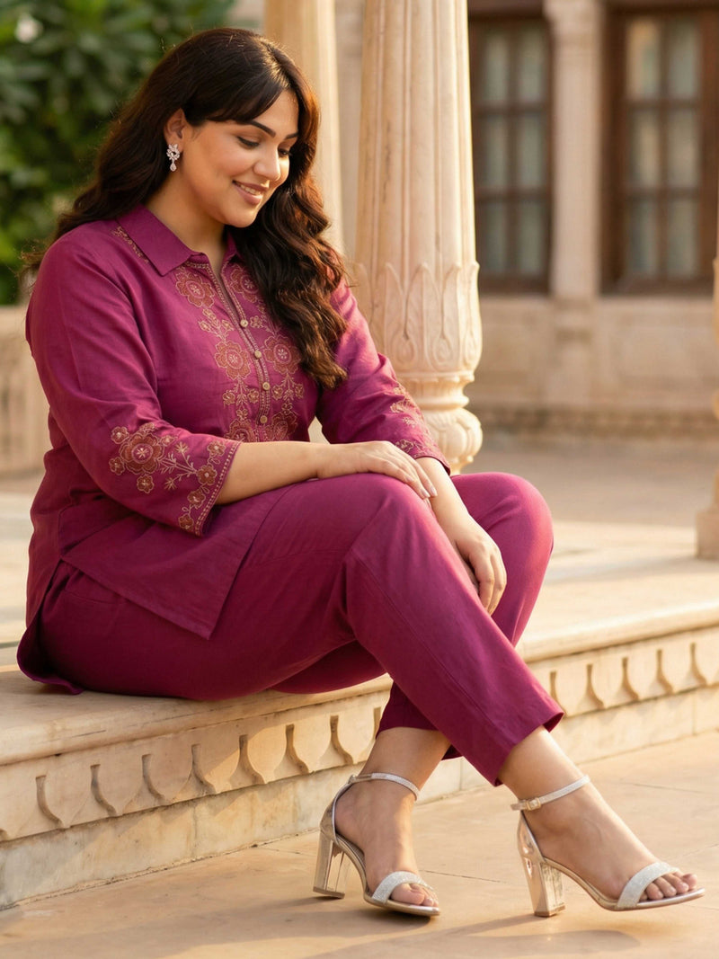 ROYAL VIOLET BLOOM FLEX COTTON CO-ORD SET