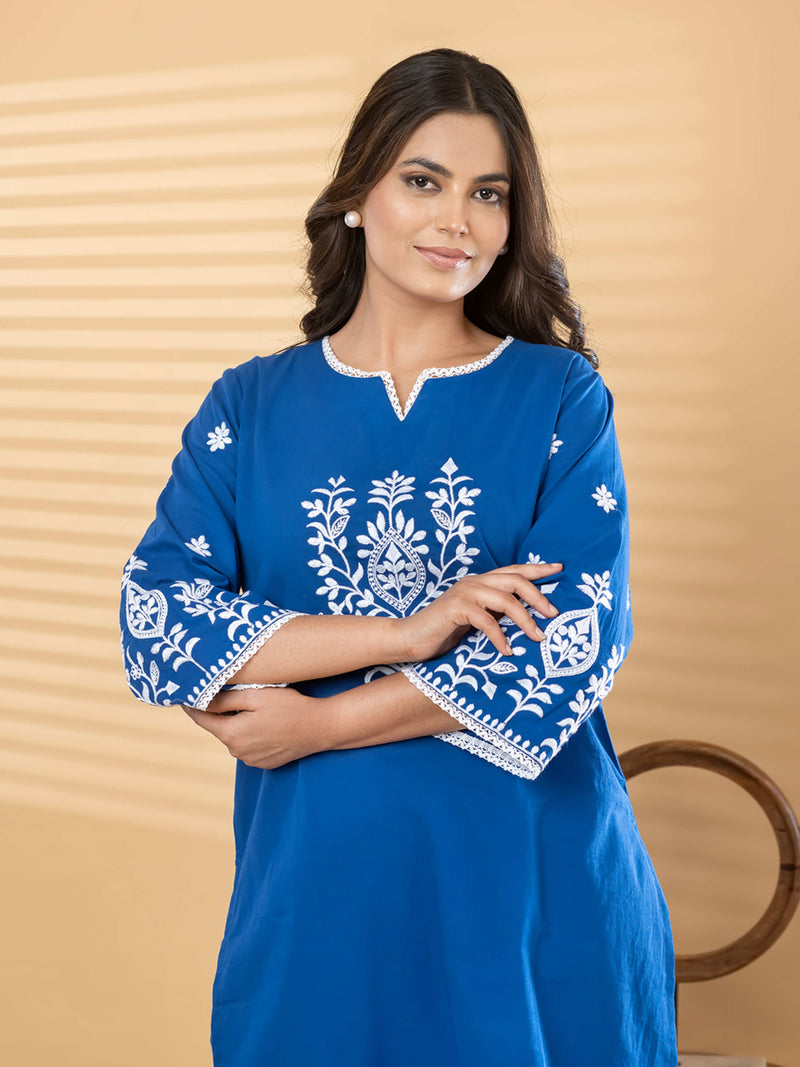 OCEAN BLOOM THREADWORK PURE COTTON CO-ORD SET