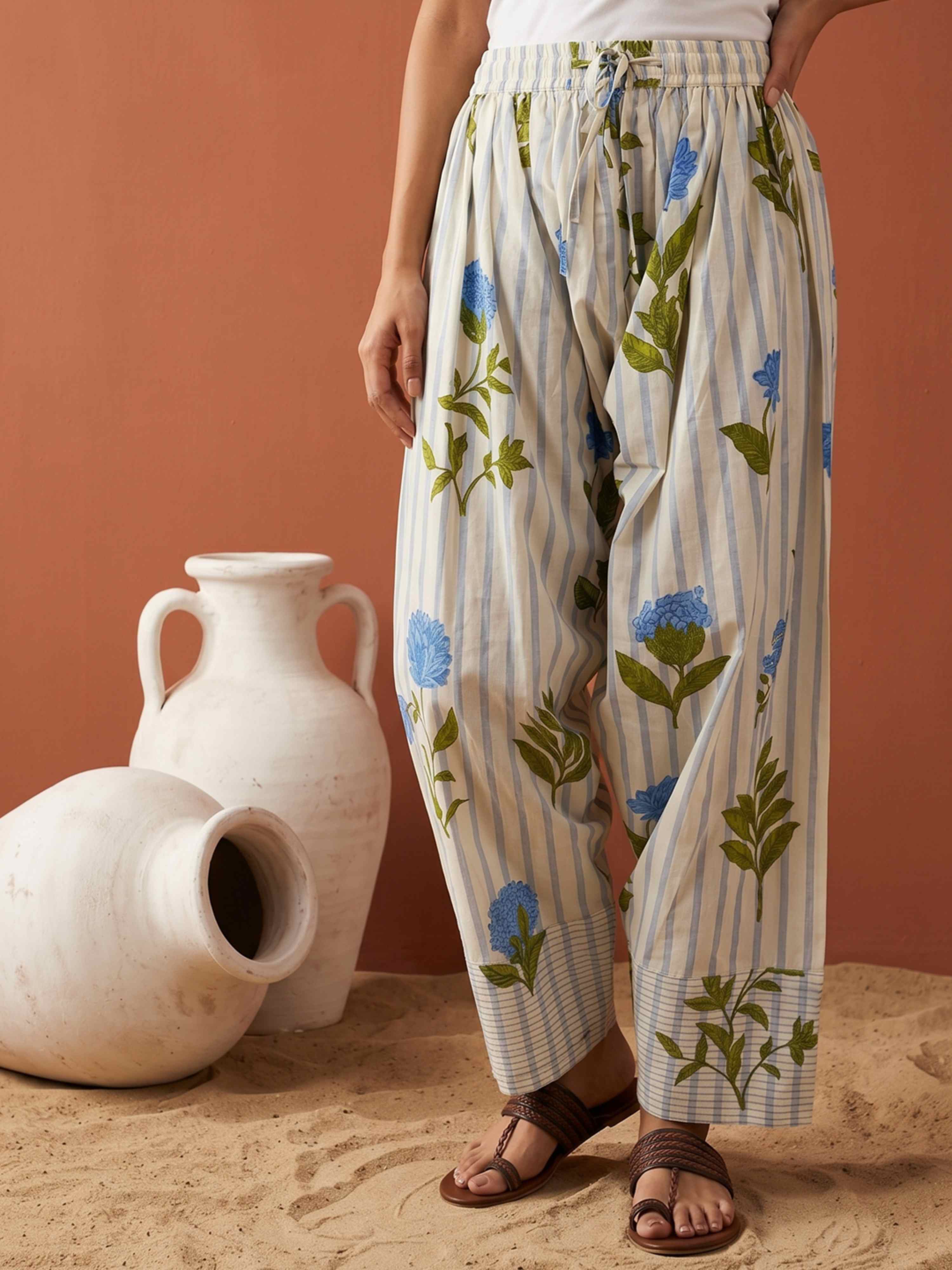 PASTEL GARDEN ETHNIC PURE COTTON FARSHI CO-ORD SET