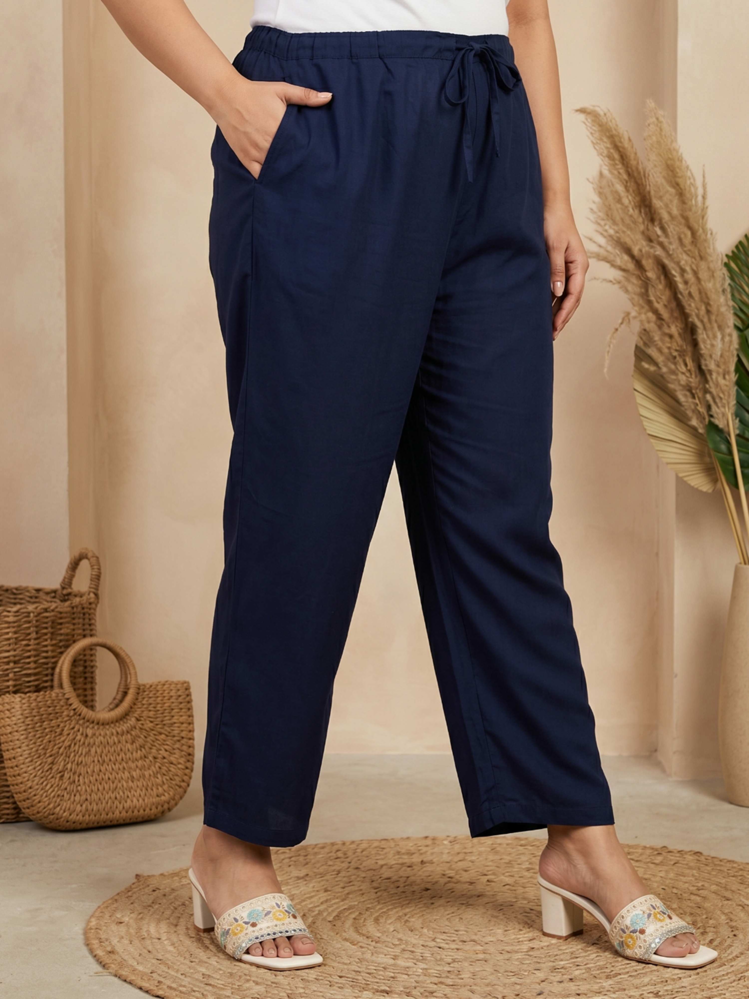 NAVY BLUE THREADWORK PURE COTTON SUIT WITH DUPATTA