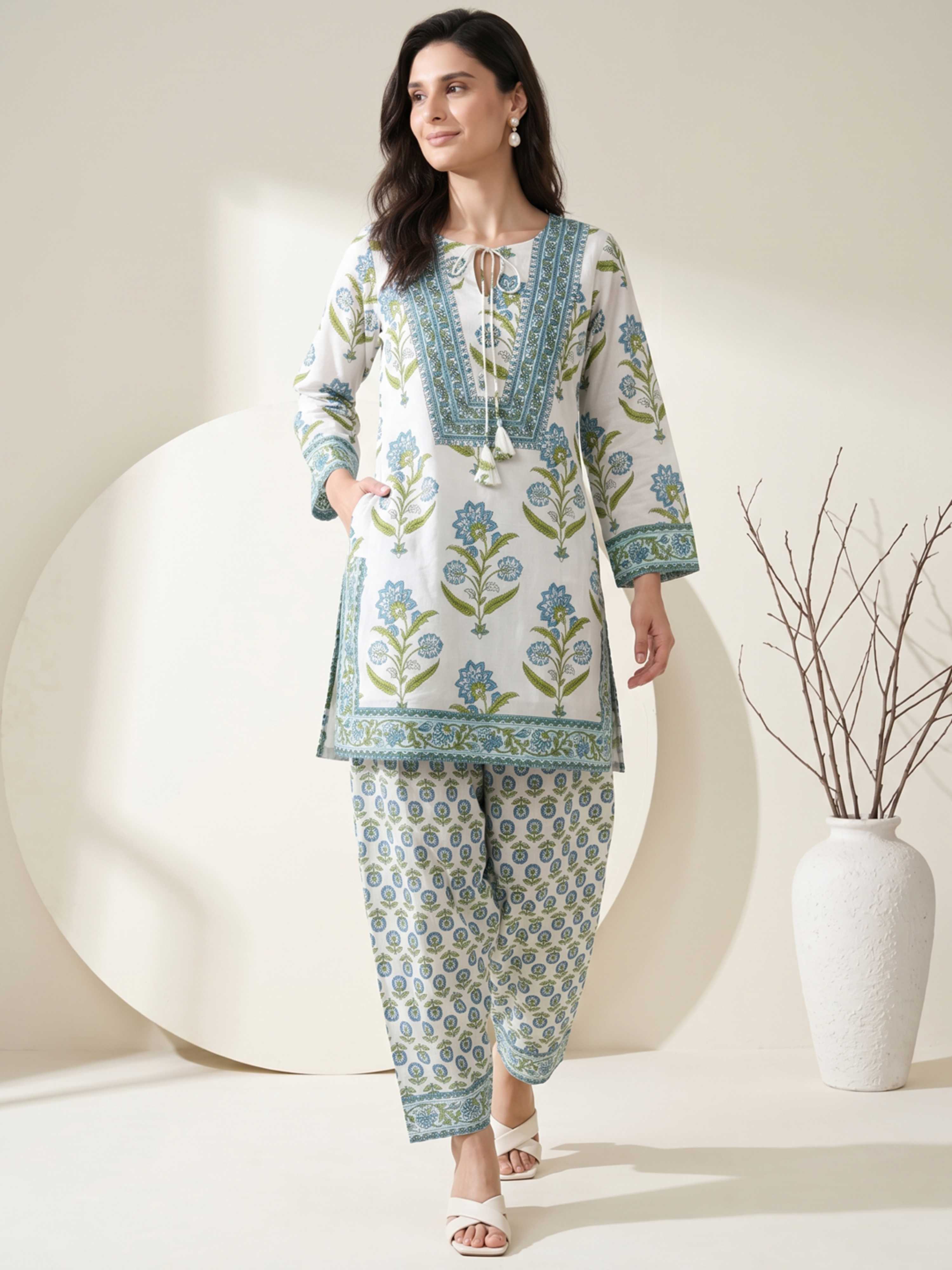 SPRING BLOSSOM TRADITIONAL COTTON SUIT WITH DUPATTA