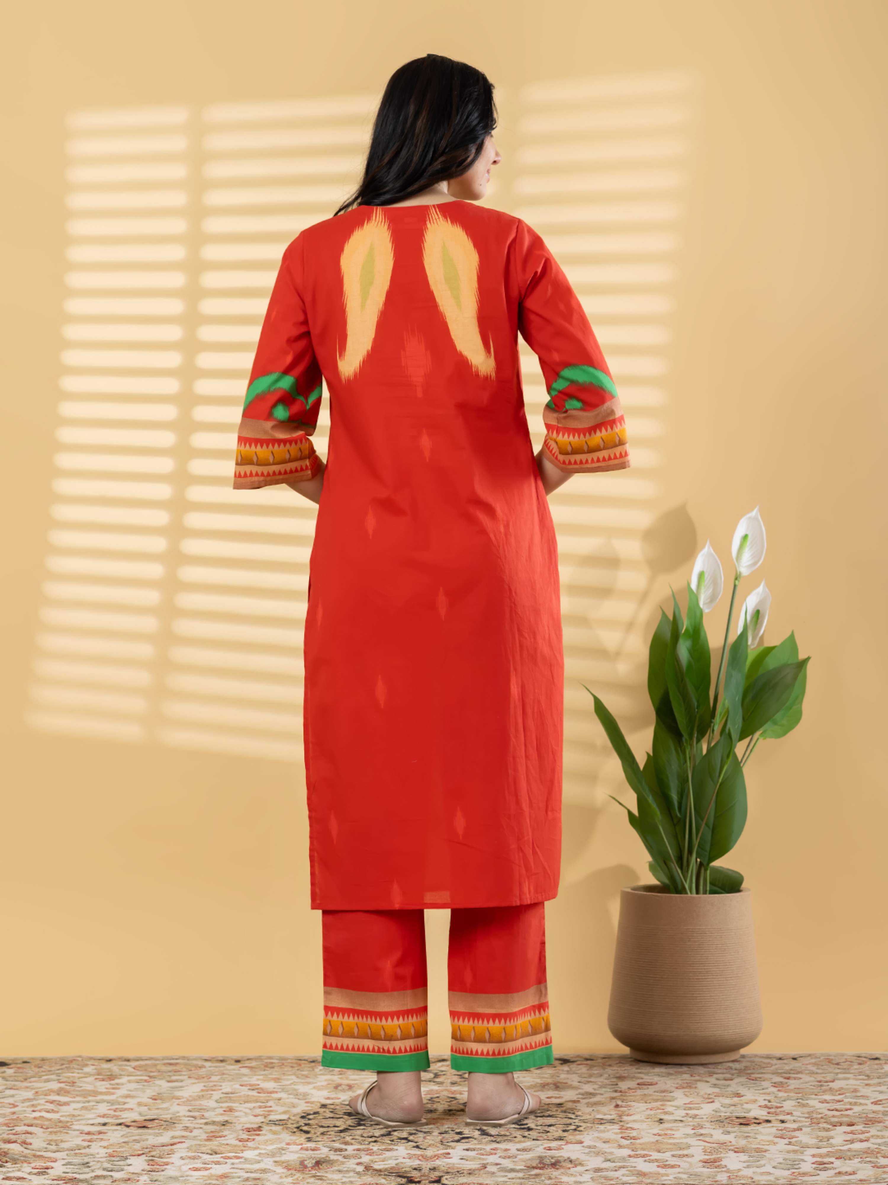 RED FLAME ARTISAN PURE COTTON SUIT WITH DUPATTA