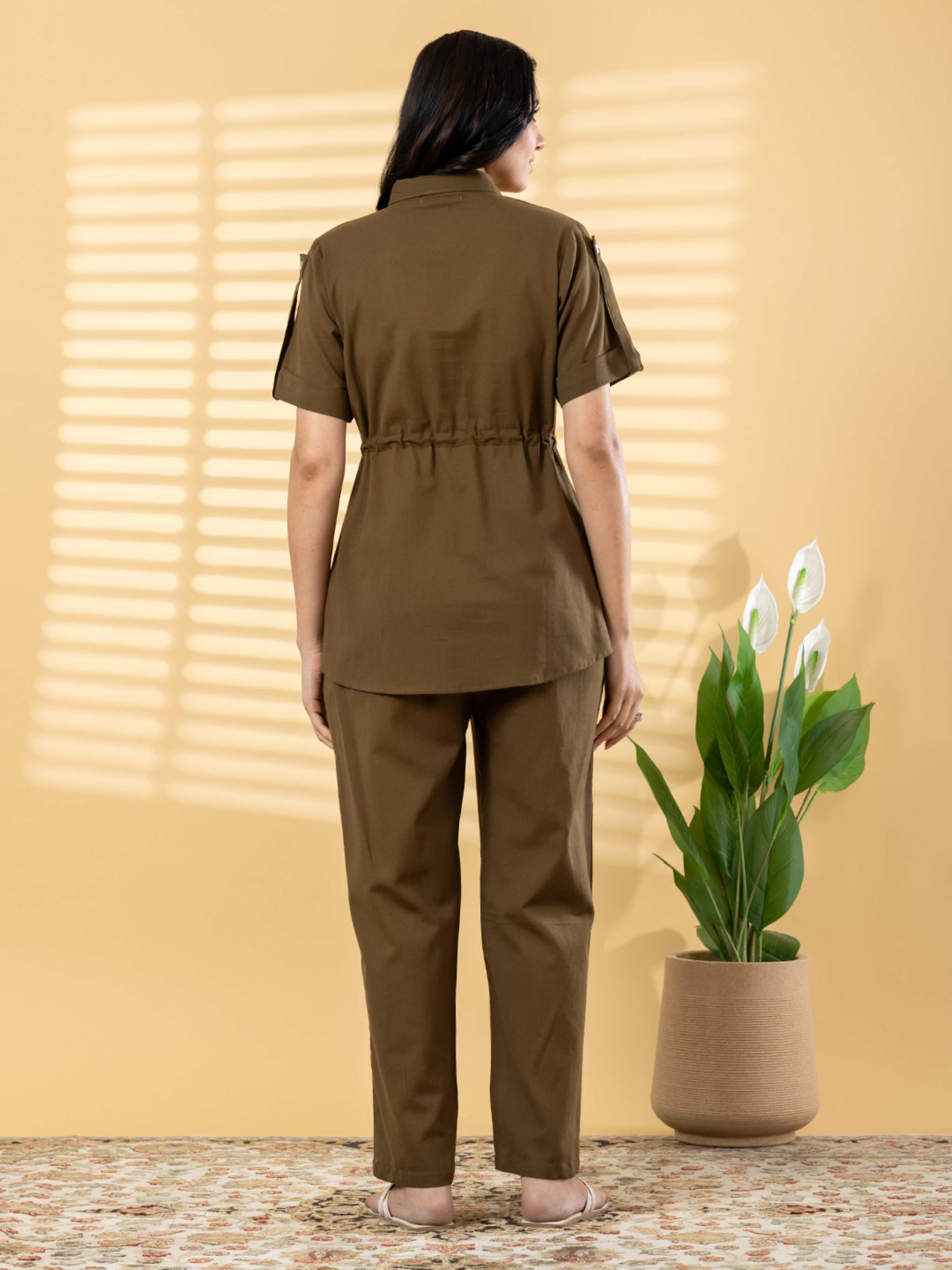 EARTHY OLIVE CHIC PURE FLEX COTTON CO-ORD SET