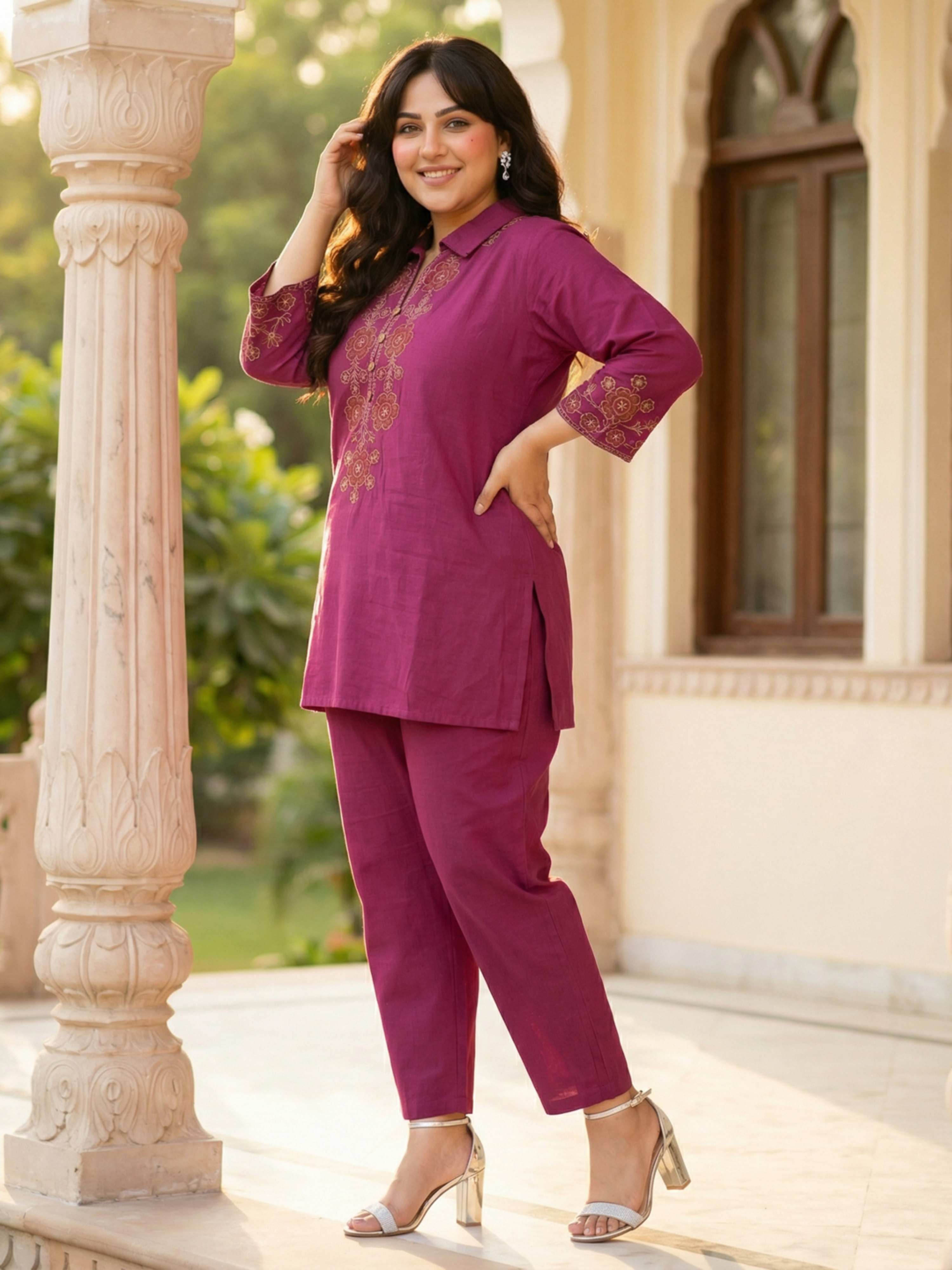 ROYAL VIOLET BLOOM FLEX COTTON CO-ORD SET
