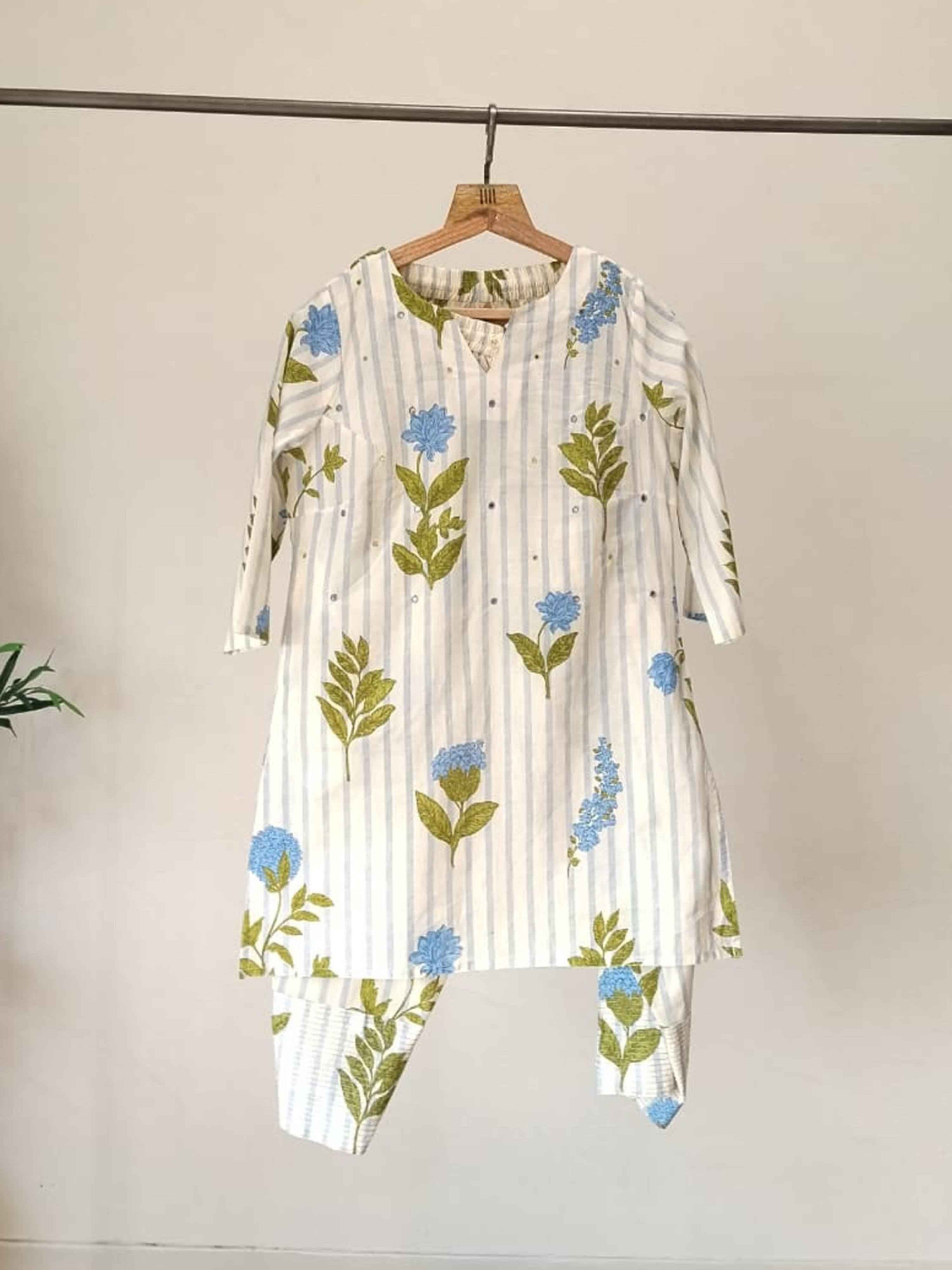 PASTEL GARDEN ETHNIC PURE COTTON FARSHI CO-ORD SET