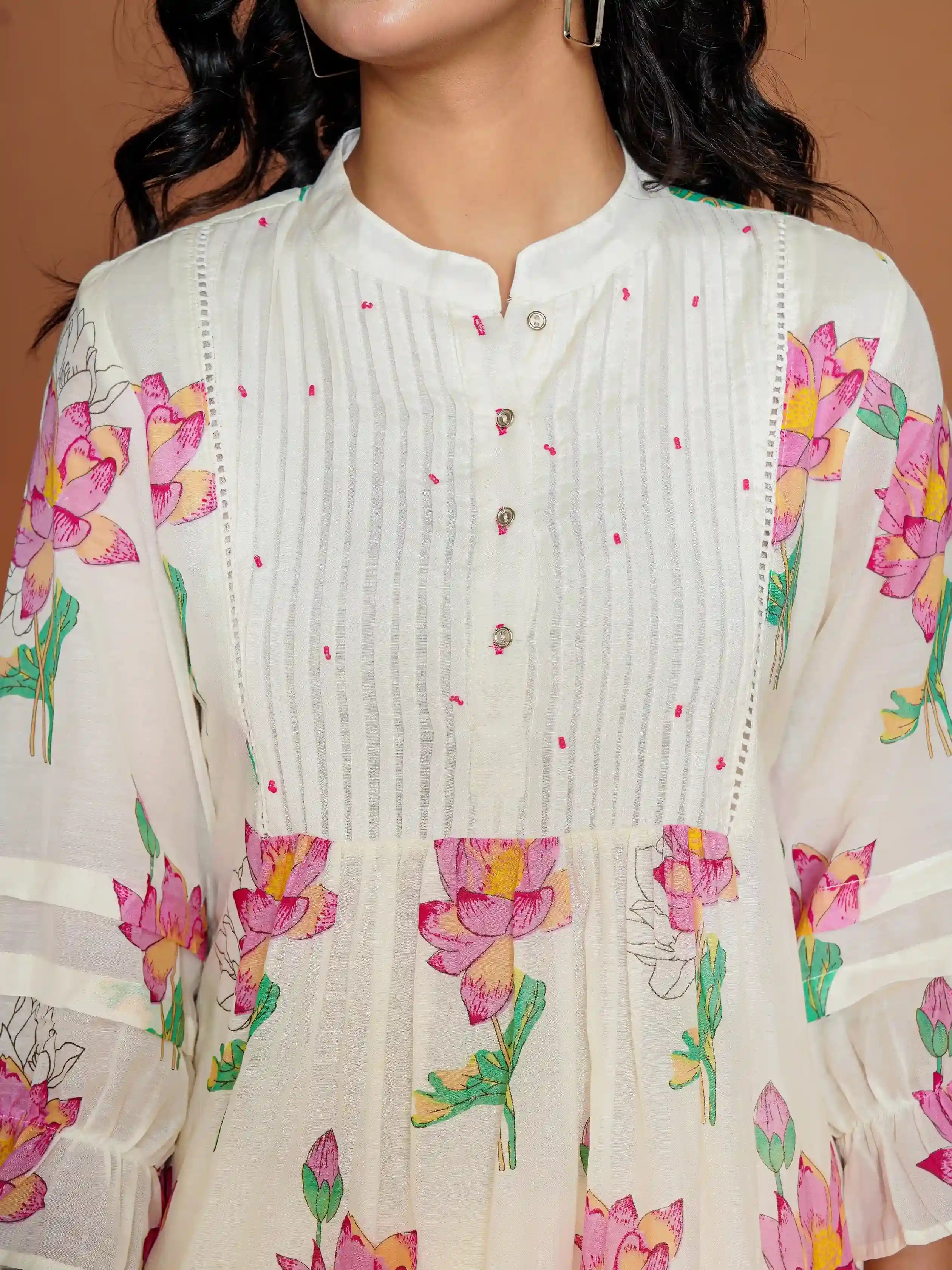 LOTUS FLORAL PRINTED A-LINE KURTA SET