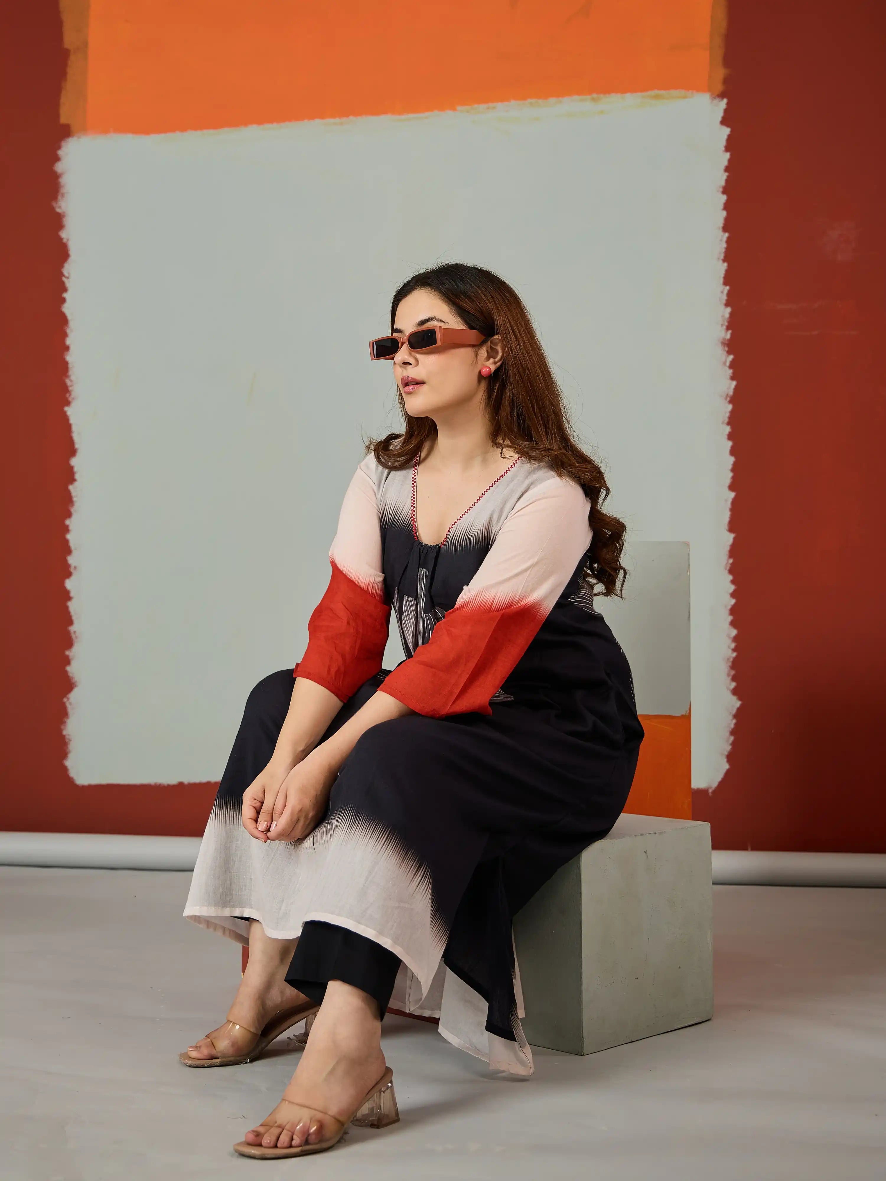 SHADOW PETAL DESIGNER PURE COTTON KURTA SET