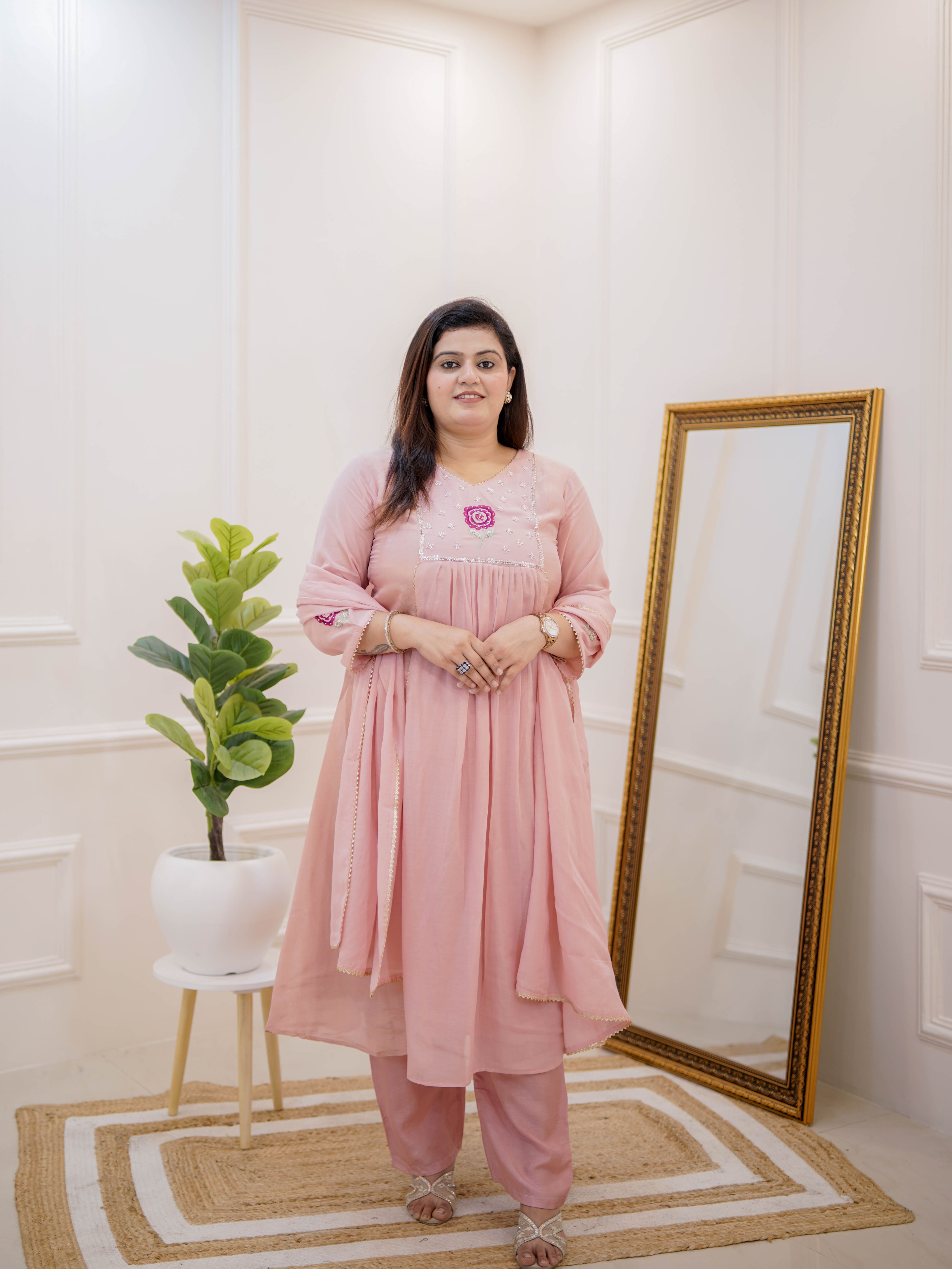BLUSH ROSE EMBROIDERED SUIT SET
