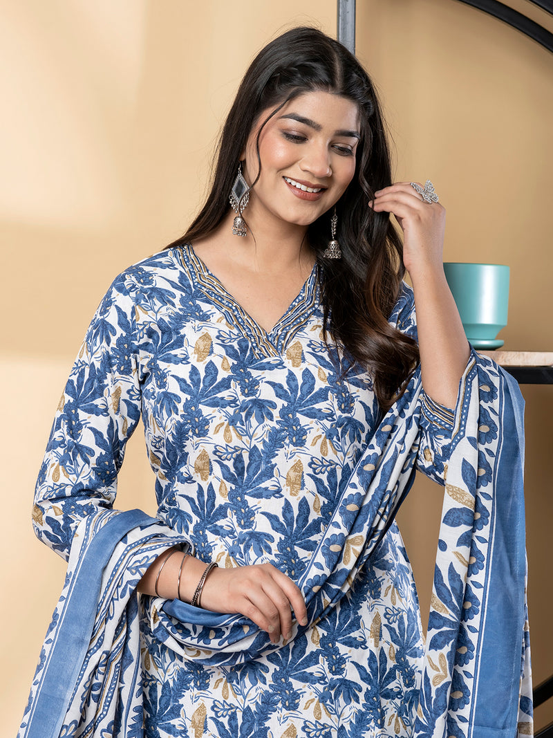 SAPPHIRE FLORA 100% PURE COTTON PRINTED SUIT SET