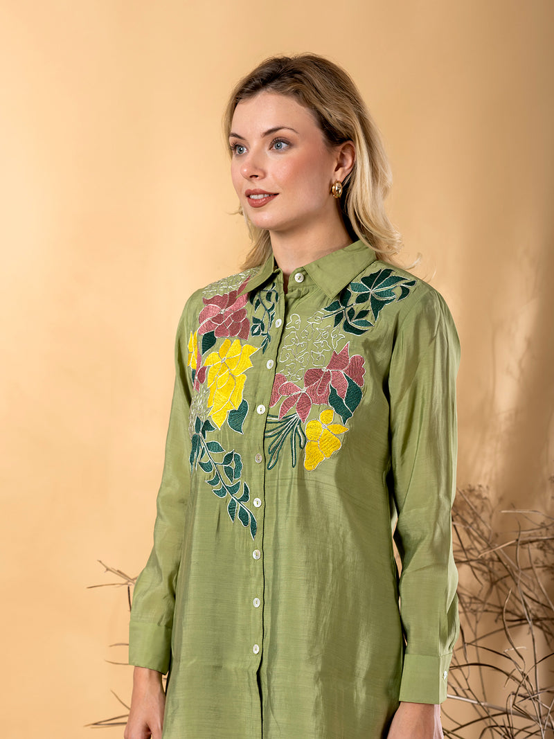 GREEN MEADOW EMBROIDERED CO-ORD SET