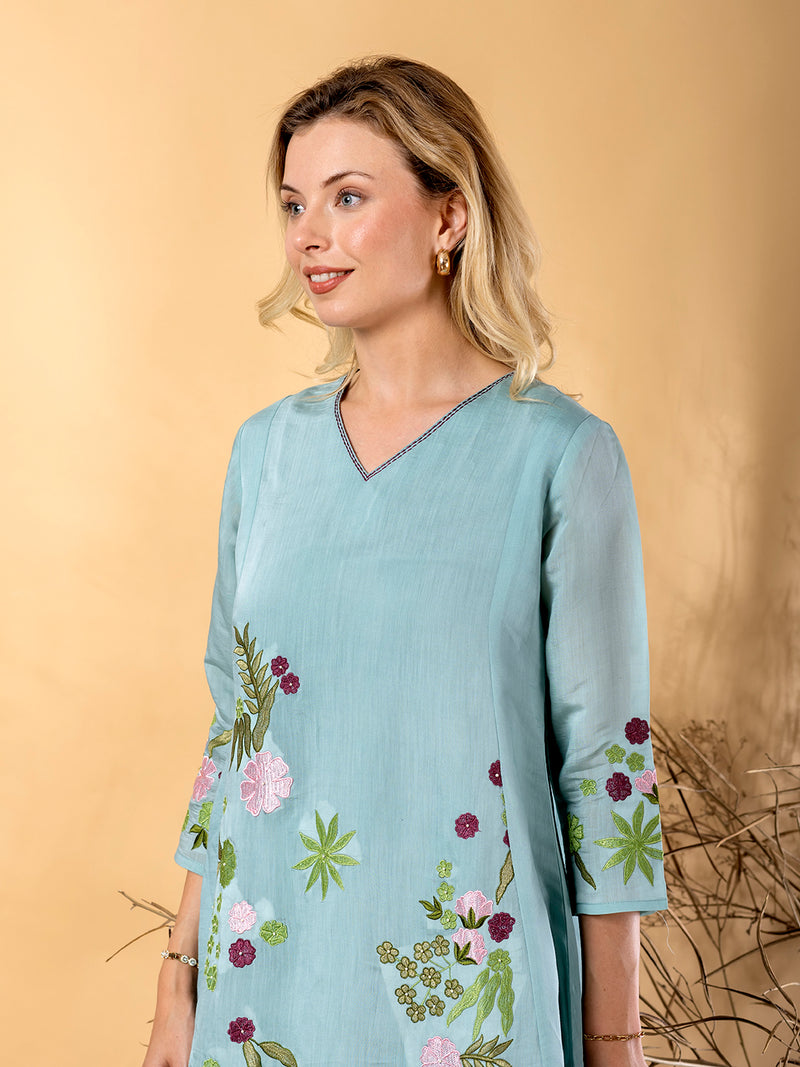 PASTEL BLUE PREMIUM EMROIDERY SUIT SET