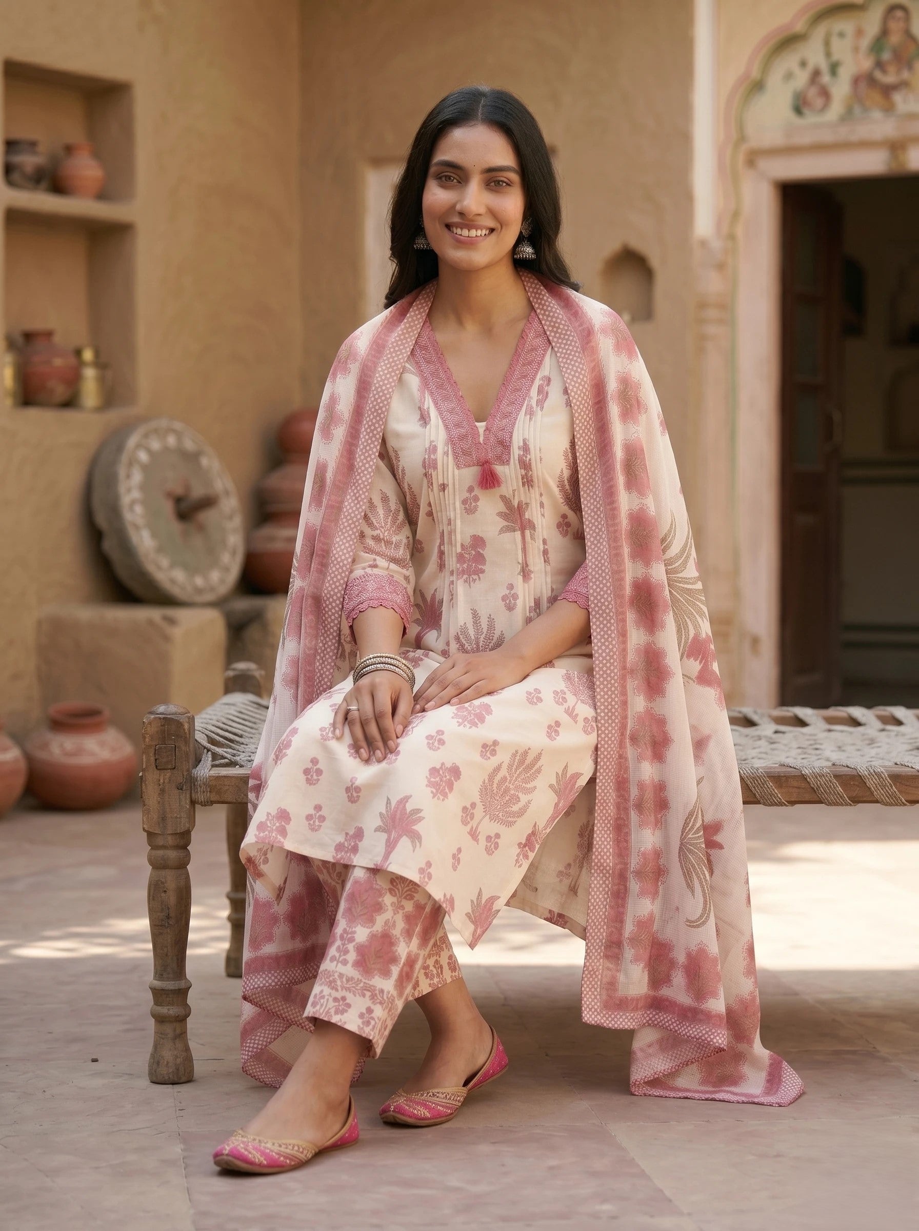 ROSE GARDEN PURE COTTON SUIT SET