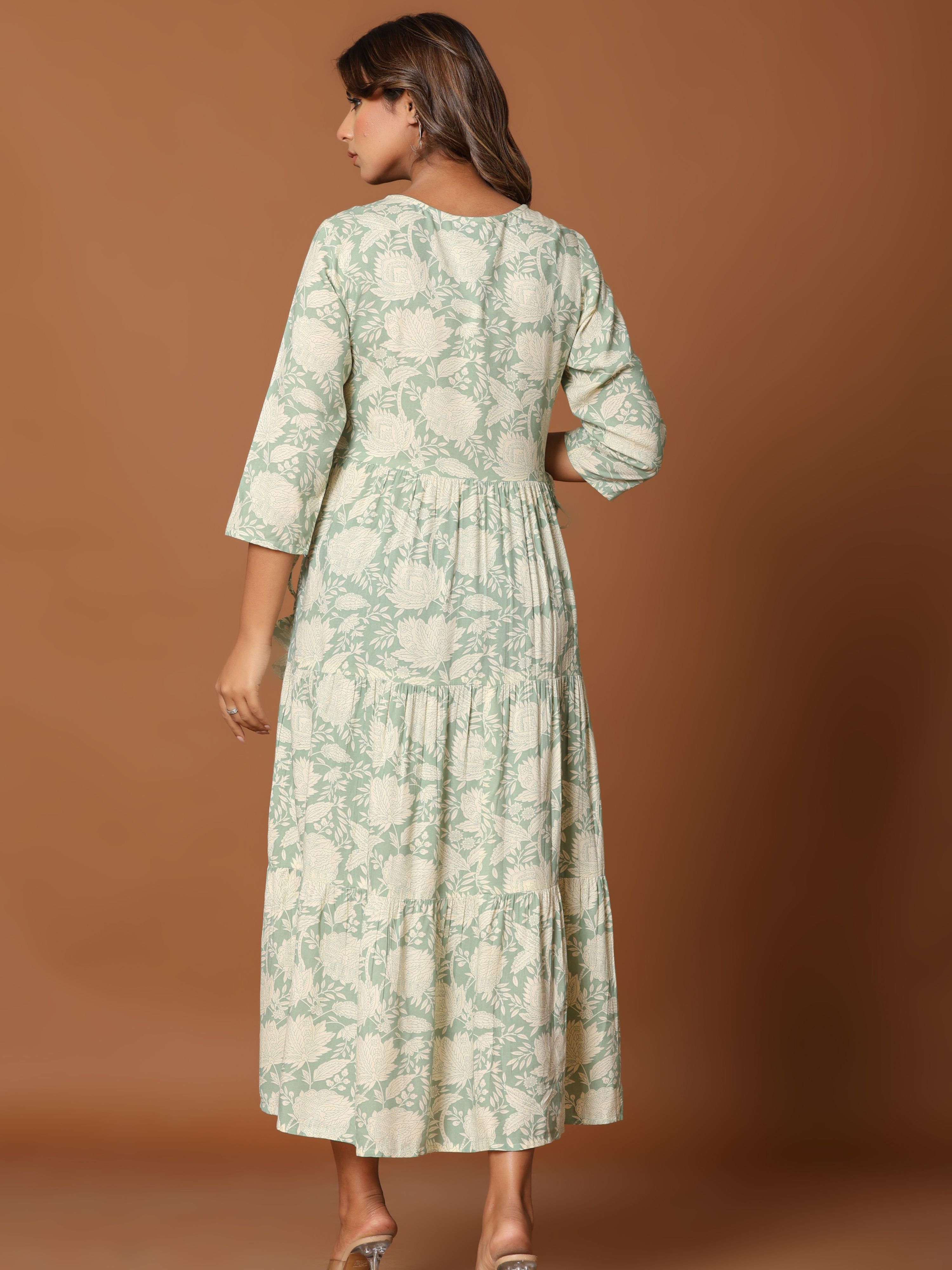 DIA EMBROIDERED FLARED MAXI DRESS