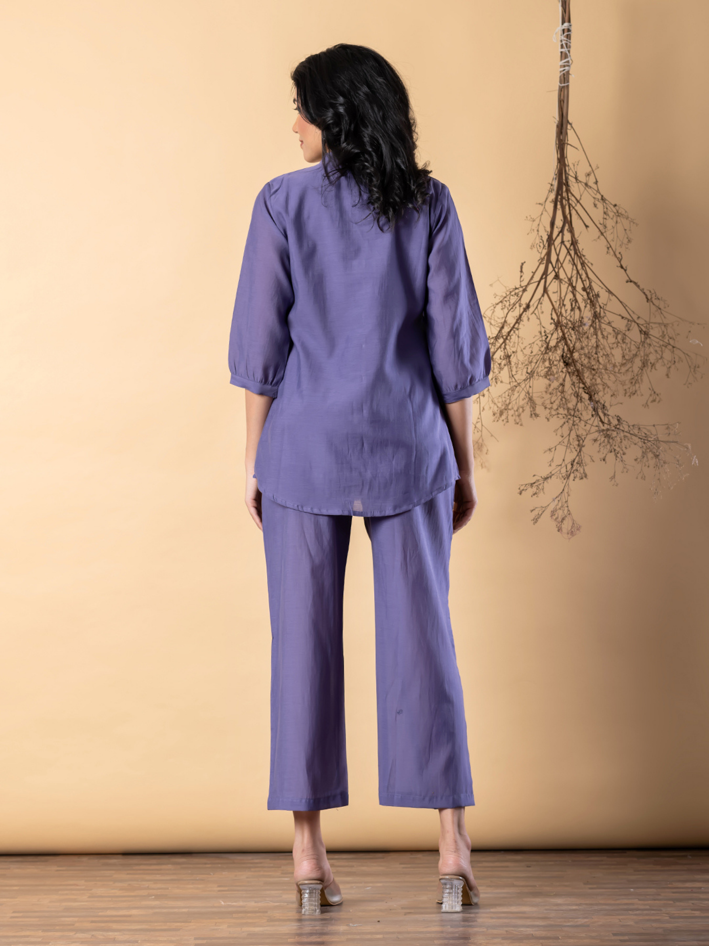LAVENDER FLORAL EMBROIDERED  CO-ORD SET