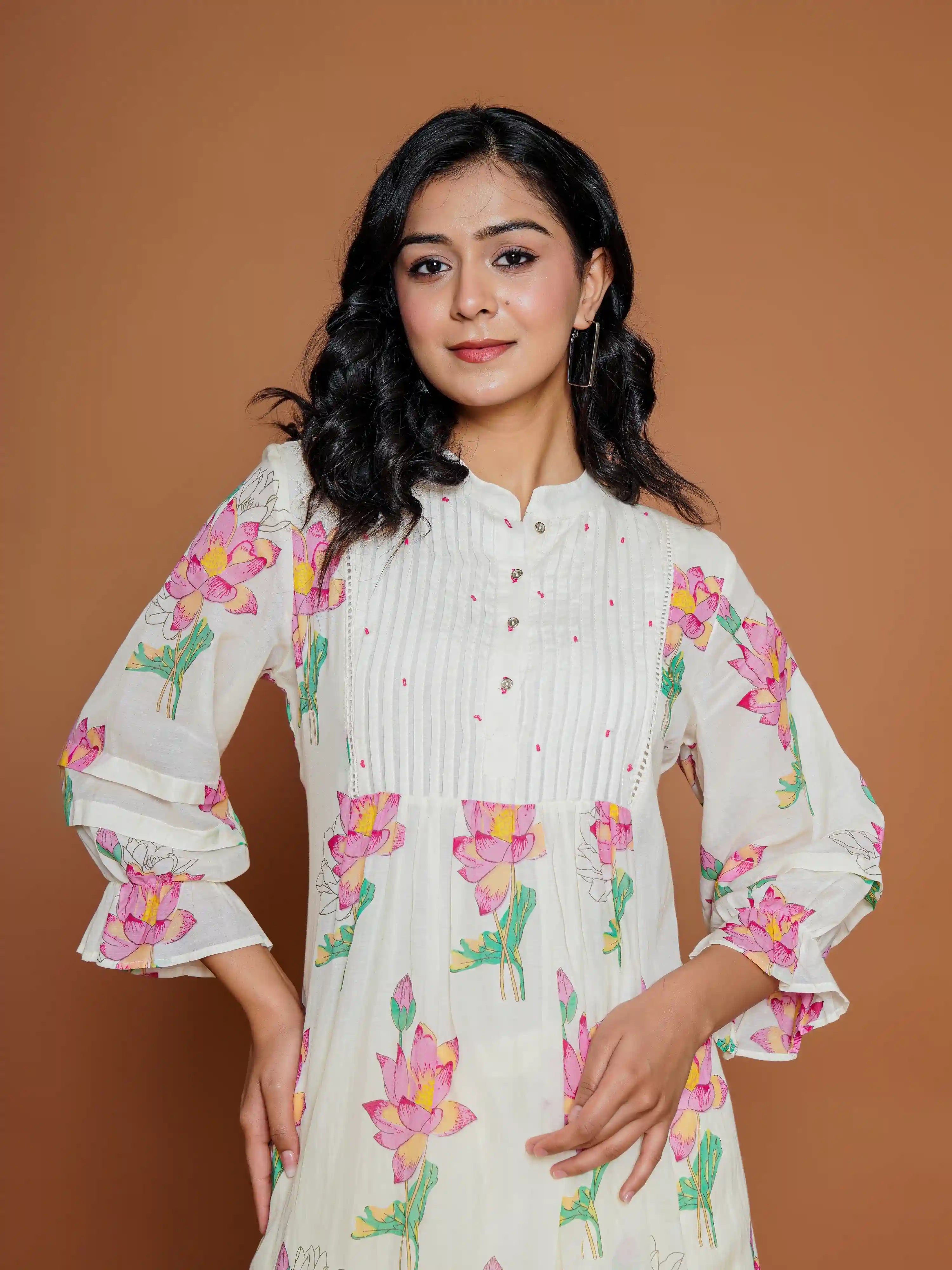 LOTUS FLORAL PRINTED A-LINE KURTA SET