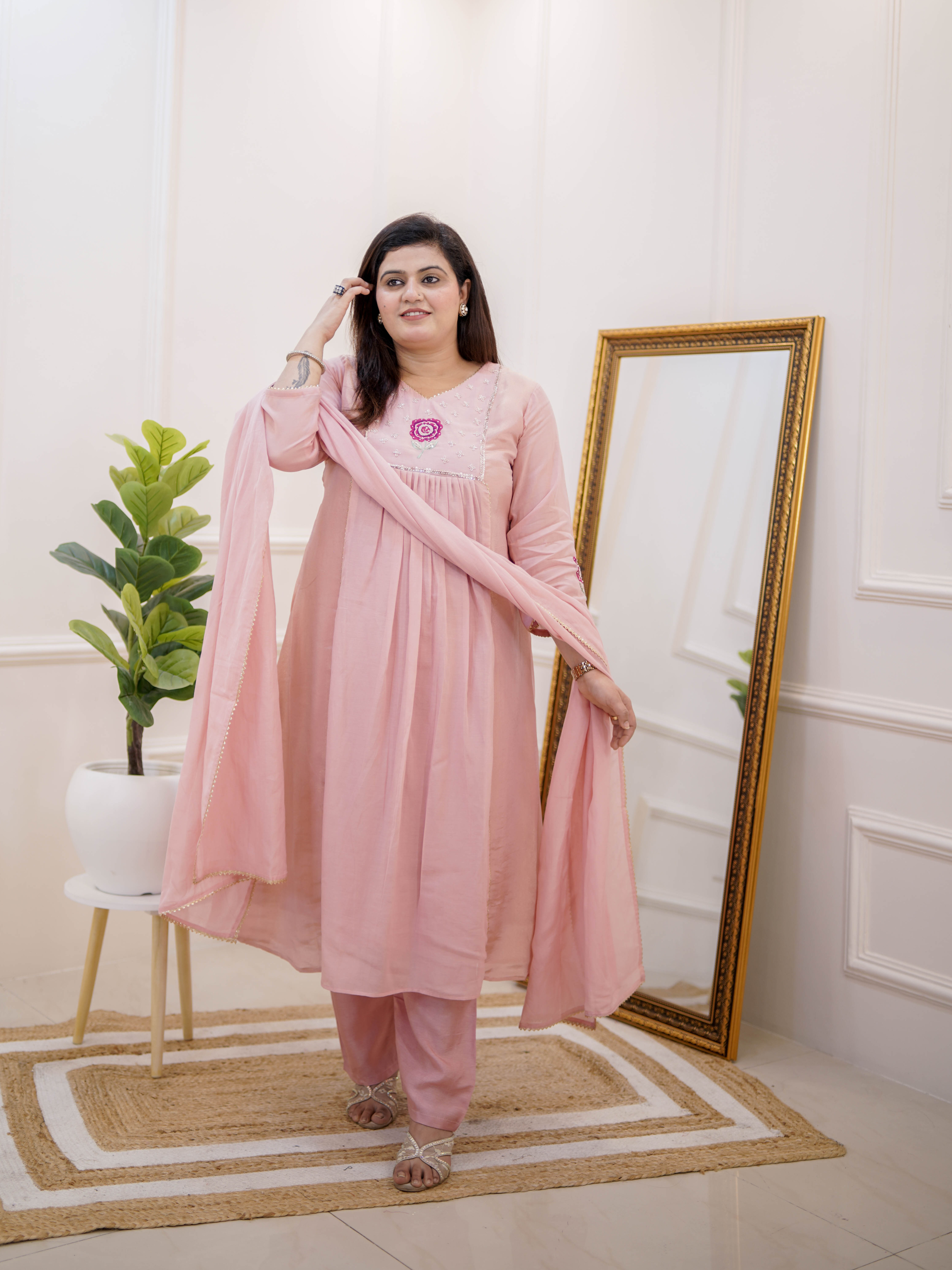 BLUSH ROSE EMBROIDERED SUIT SET