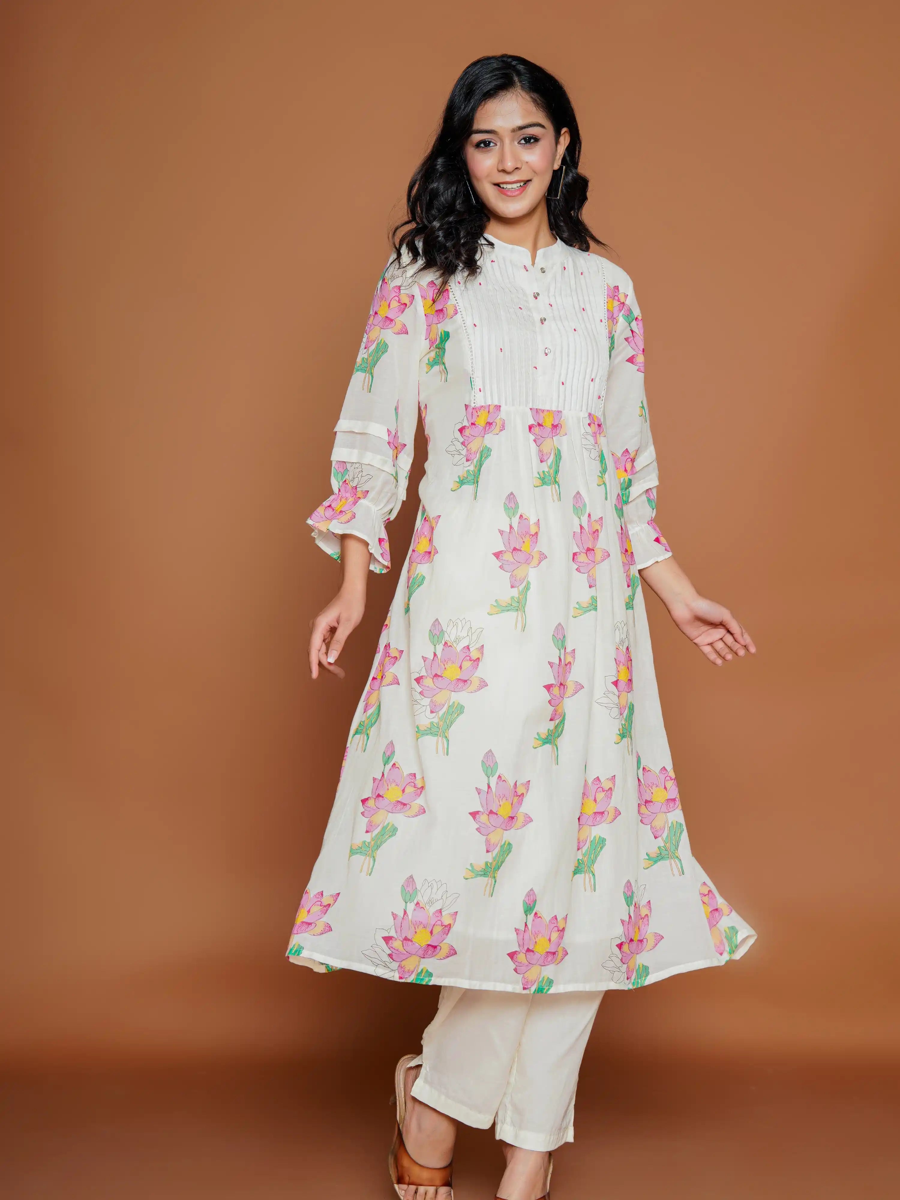LOTUS FLORAL PRINTED A-LINE KURTA SET