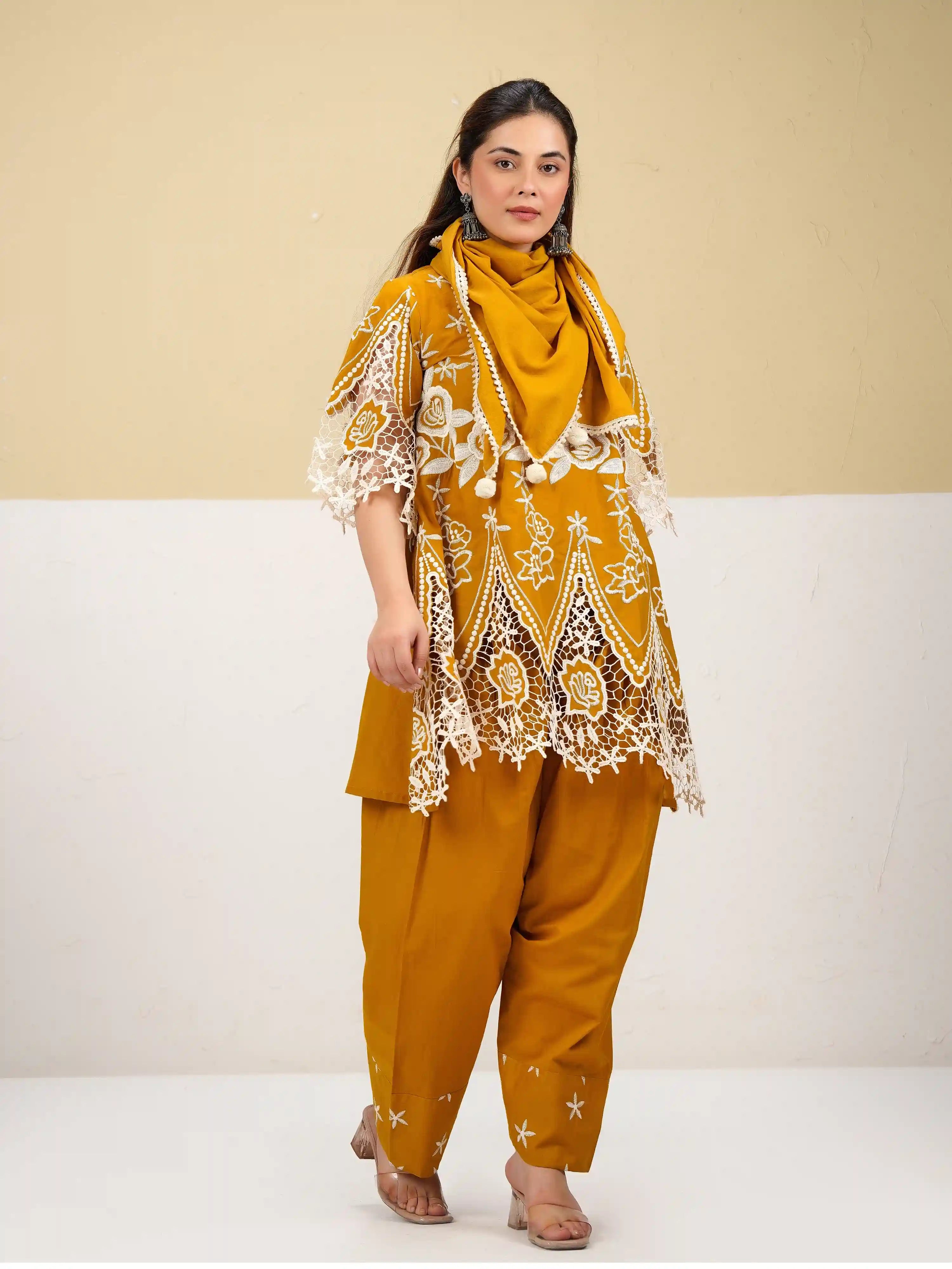 SUNFLOWER EMBROIDERED ELEGANCE PAKISTANI FARSHI SALWAR SUIT